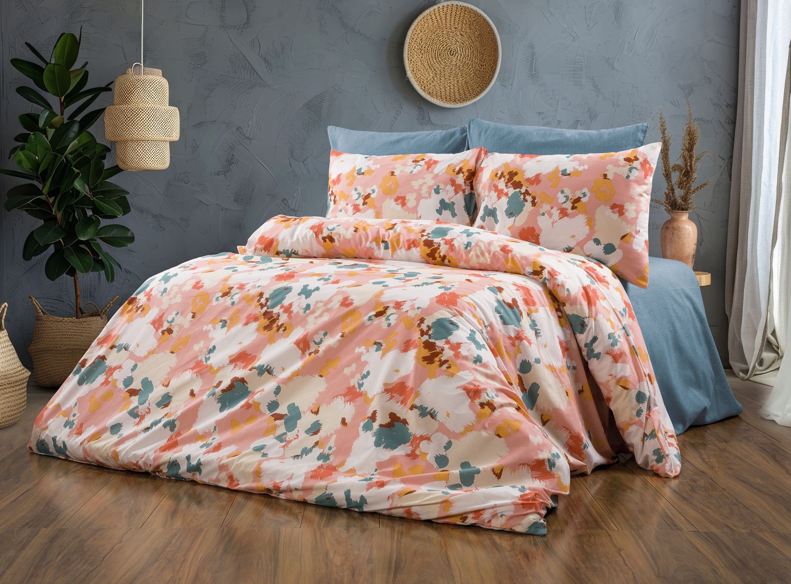 Parure housse de couette 75% coton & 25% polyester – Literie confortable et résistante 200×220 cm + drap plat 220×240 cm + 2 taies 65×65 cm – Coffret cadeau élégant
