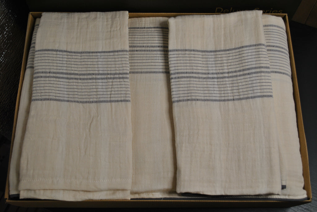Parure de lit en mousseline de coton passepoilée – 200x220 cm