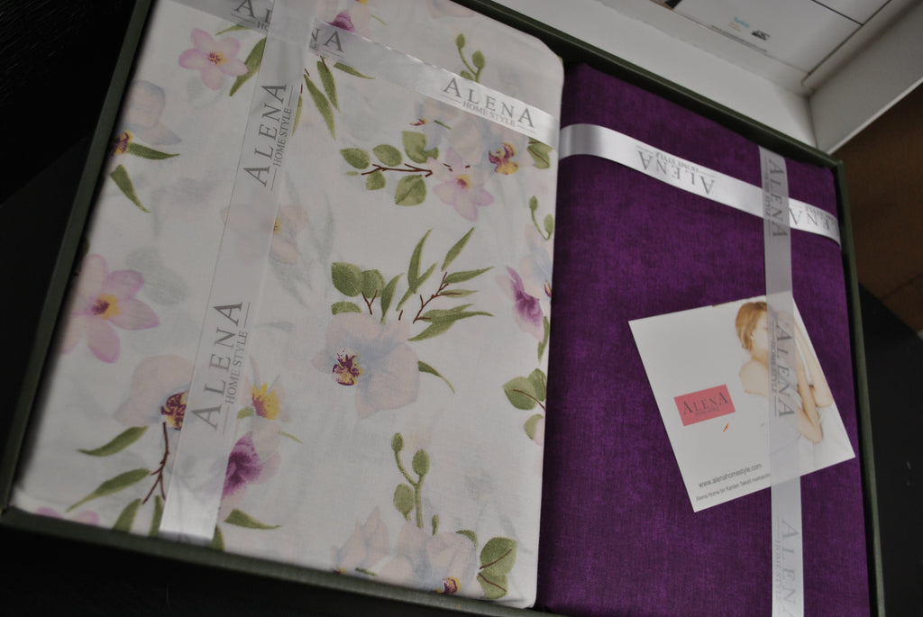 Parure housse de couette King Size 100% coton 60 fils – Housse de couette 220×240 cm + drap plat 240×260 cm + 2 taies 50×70 cm – coffret cadeau élégant avec ruban