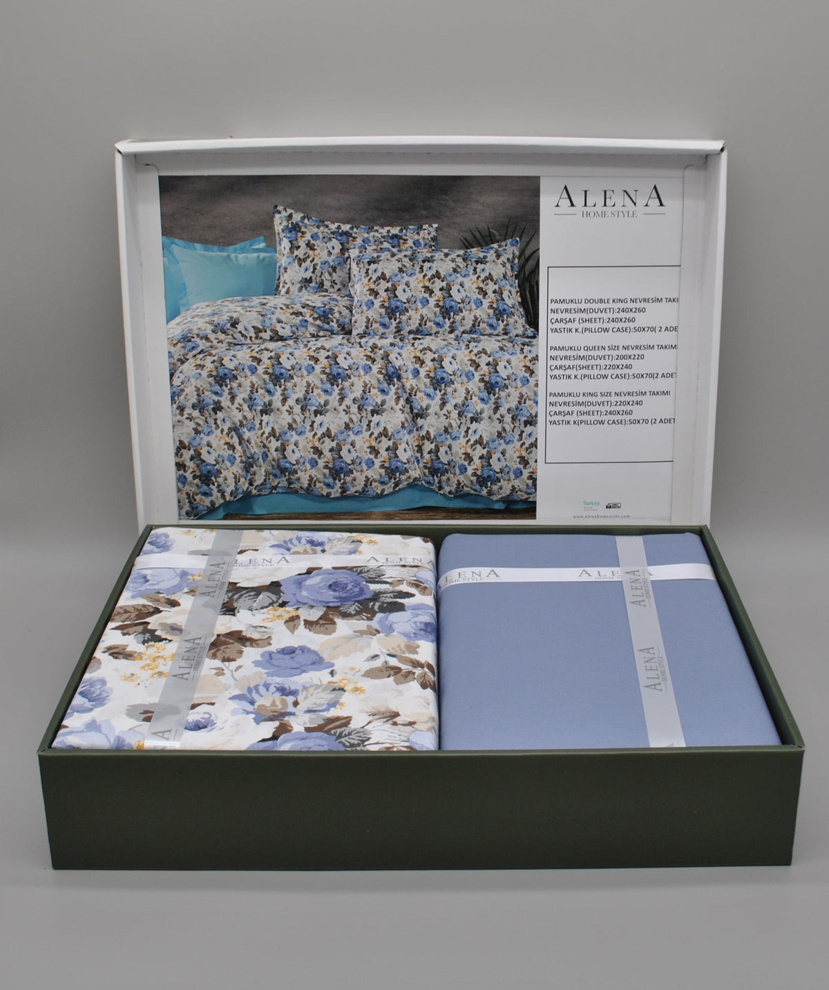 Parure housse de couette King Size 100% coton 60 fils – Literie élégante 220×240 cm + drap plat 240×260 cm + 2 taies 50×70 cm – coffret cadeau avec ruban