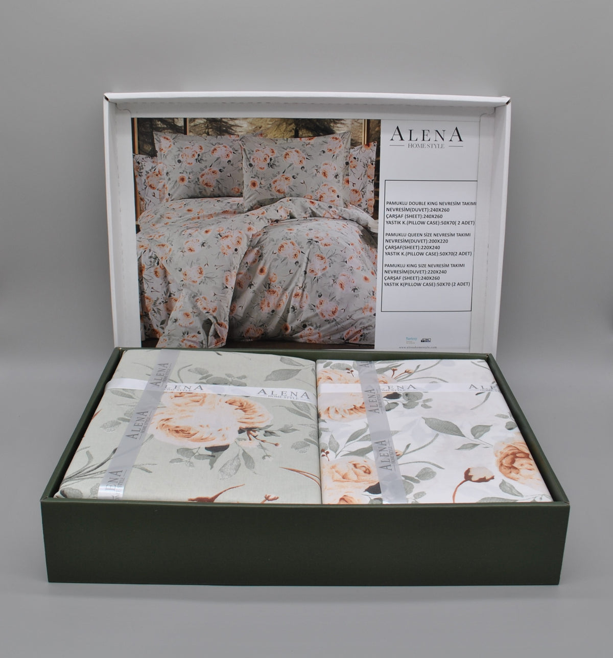 Parure housse de couette 100% coton 60 fils – Literie premium 200×220 cm + drap plat 220×240 cm + 2 taies 50×70 cm – Coffret cadeau élégant avec ruban