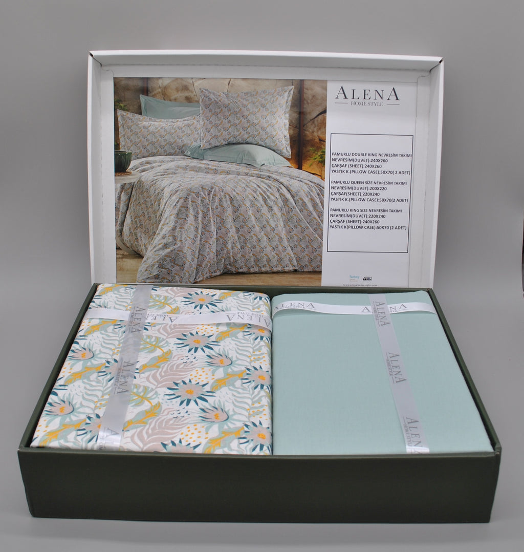 Parure housse de couette King Size 100% coton 60 fils – Ensemble literie confortable 220×240 cm + drap plat 240×260 cm + 2 taies 50×70 cm – coffret cadeau premium avec ruban