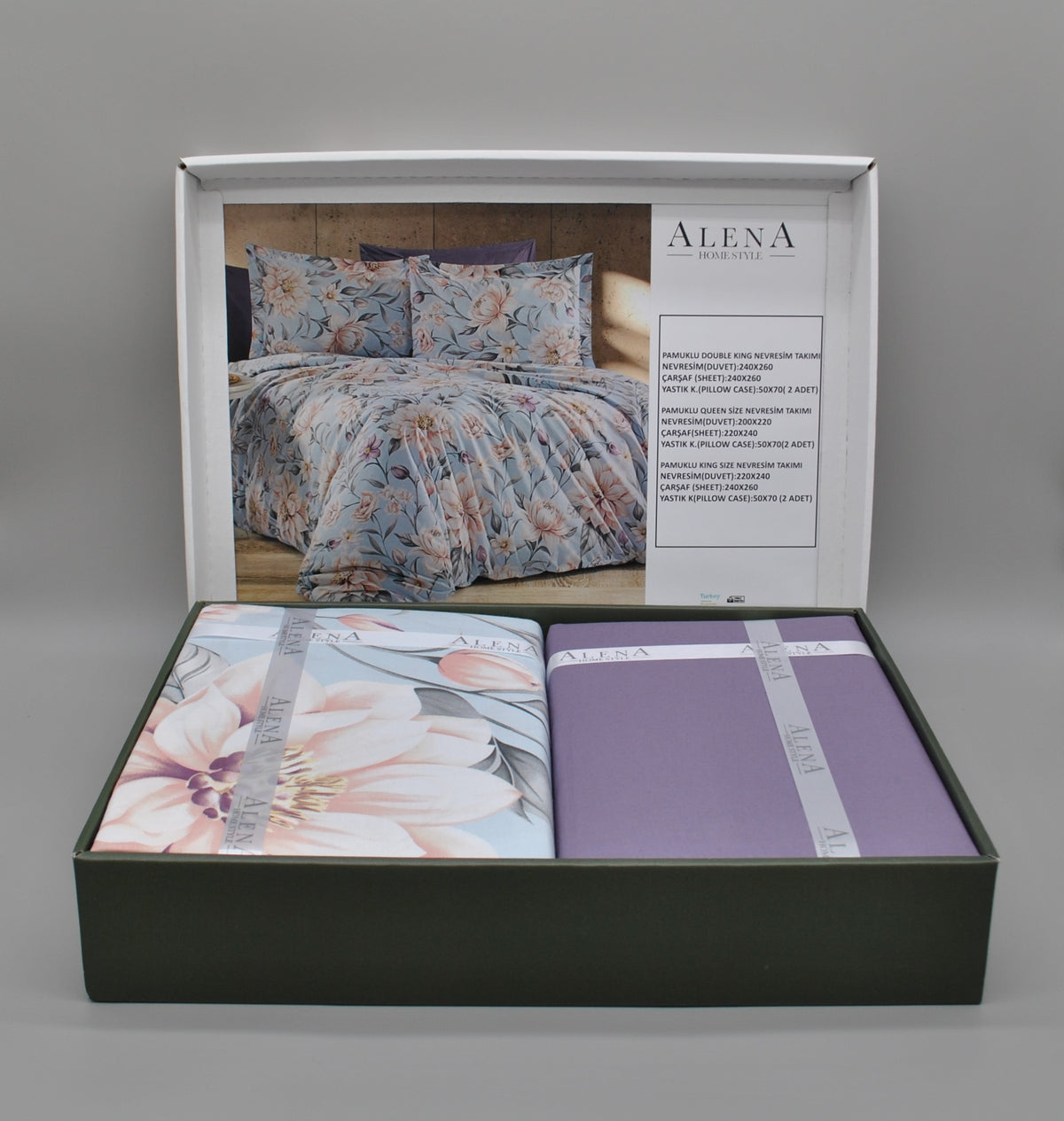 Parure housse de couette King Size 100% coton 60 fils – Ensemble literie 220×240 cm + drap plat 240×260 cm + 2 taies 50×70 cm – coffret cadeau élégant avec ruban