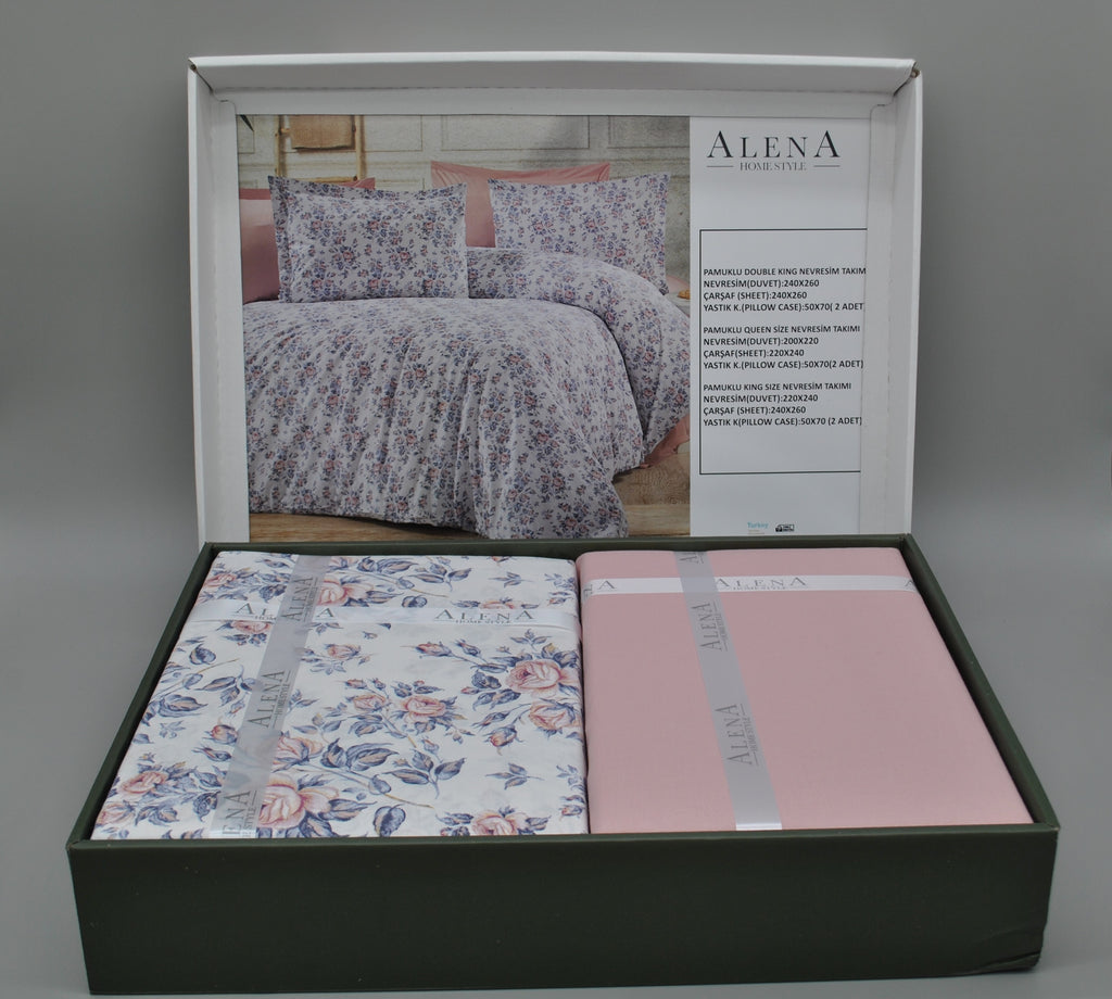 Parure housse de couette King Size 100% coton 60 fils – Literie confortable 220×240 cm + drap plat 240×260 cm + 2 taies 50×70 cm – coffret cadeau premium avec ruban