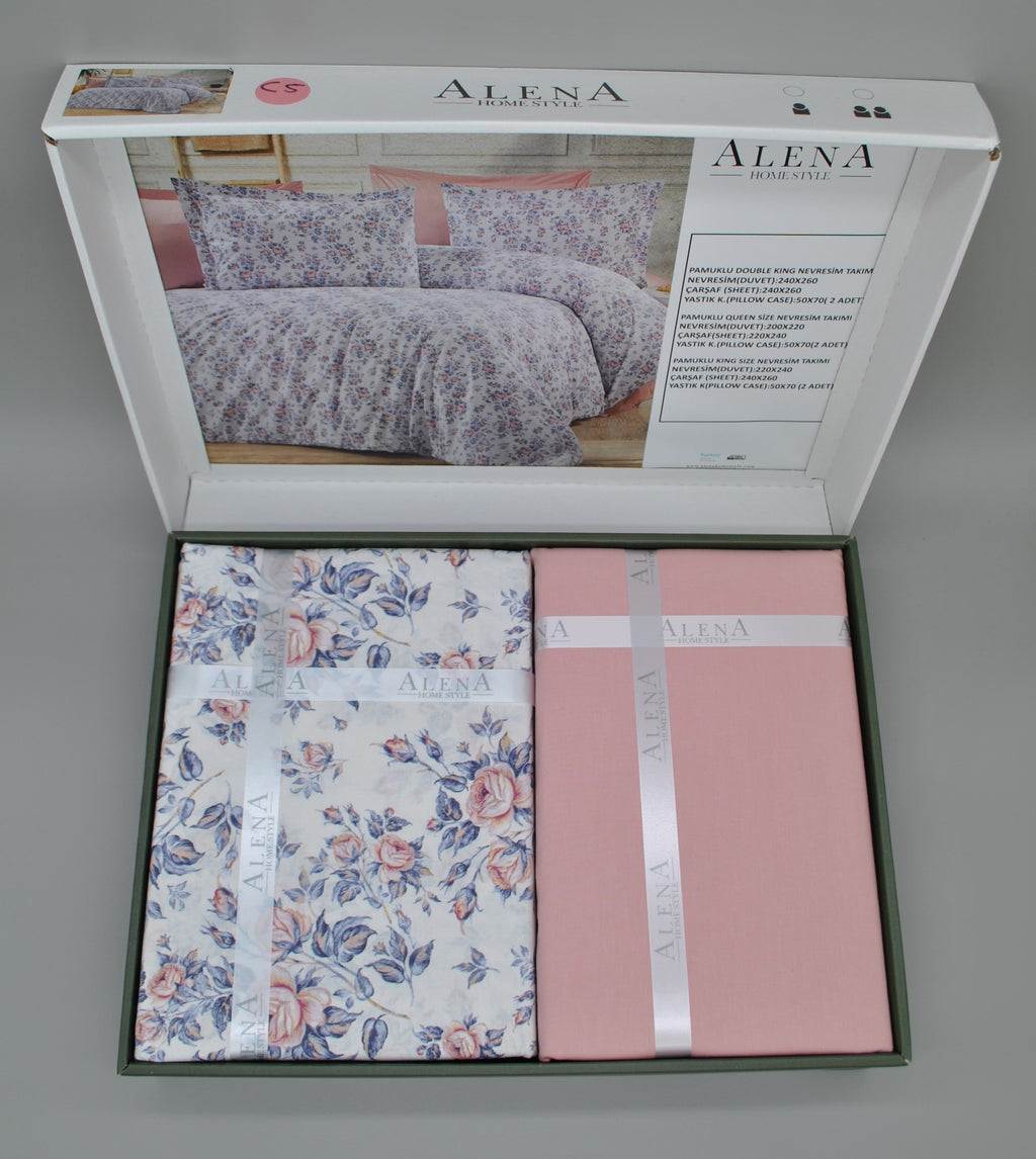 Parure housse de couette King Size 100% coton 60 fils – Literie confortable 220×240 cm + drap plat 240×260 cm + 2 taies 50×70 cm – coffret cadeau premium avec ruban