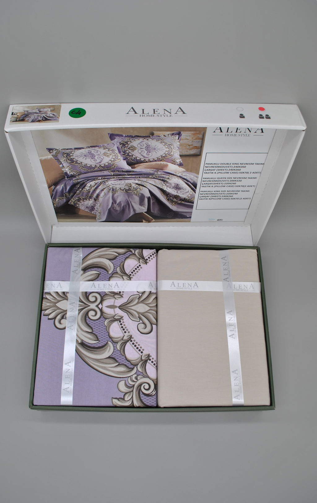 Parure housse de couette 100% coton 60 fils – Literie premium 200×220 cm + drap plat 220×240 cm + 2 taies 50×70 cm – Coffret cadeau élégant avec ruban
