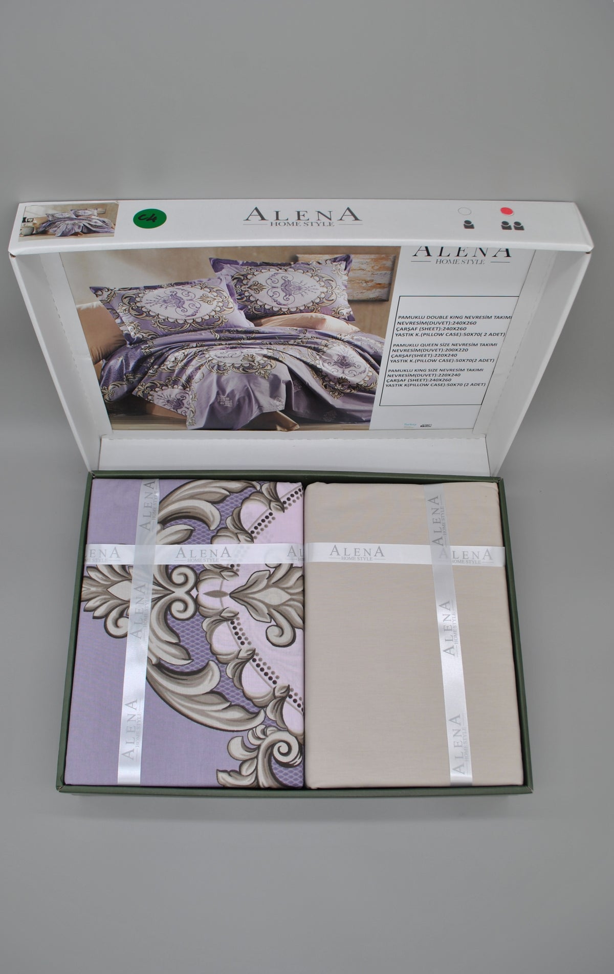 Parure housse de couette 100% coton 60 fils – Literie premium 200×220 cm + drap plat 220×240 cm + 2 taies 50×70 cm – Coffret cadeau élégant avec ruban