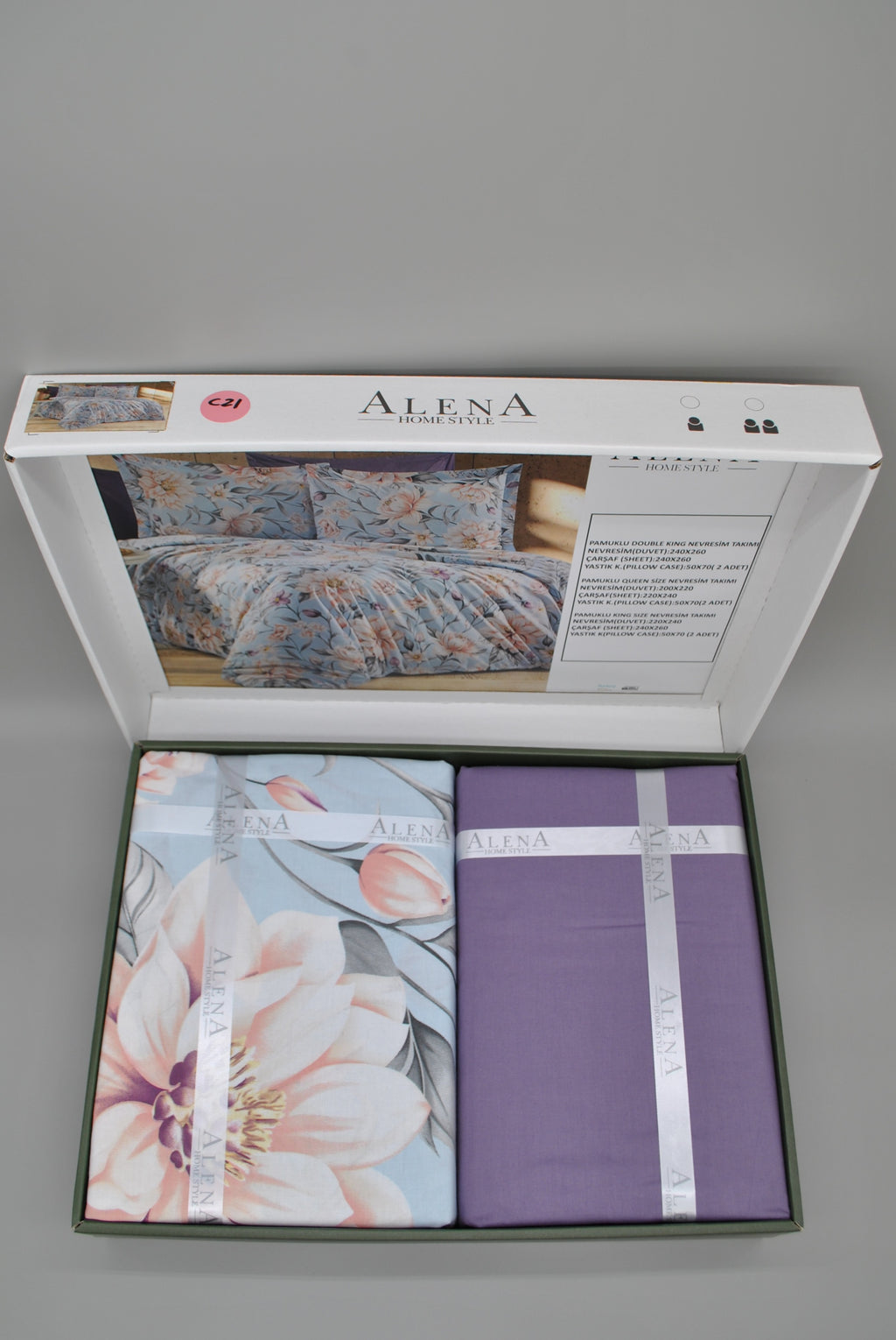 Parure housse de couette King Size 100% coton 60 fils – Ensemble literie 220×240 cm + drap plat 240×260 cm + 2 taies 50×70 cm – coffret cadeau élégant avec ruban