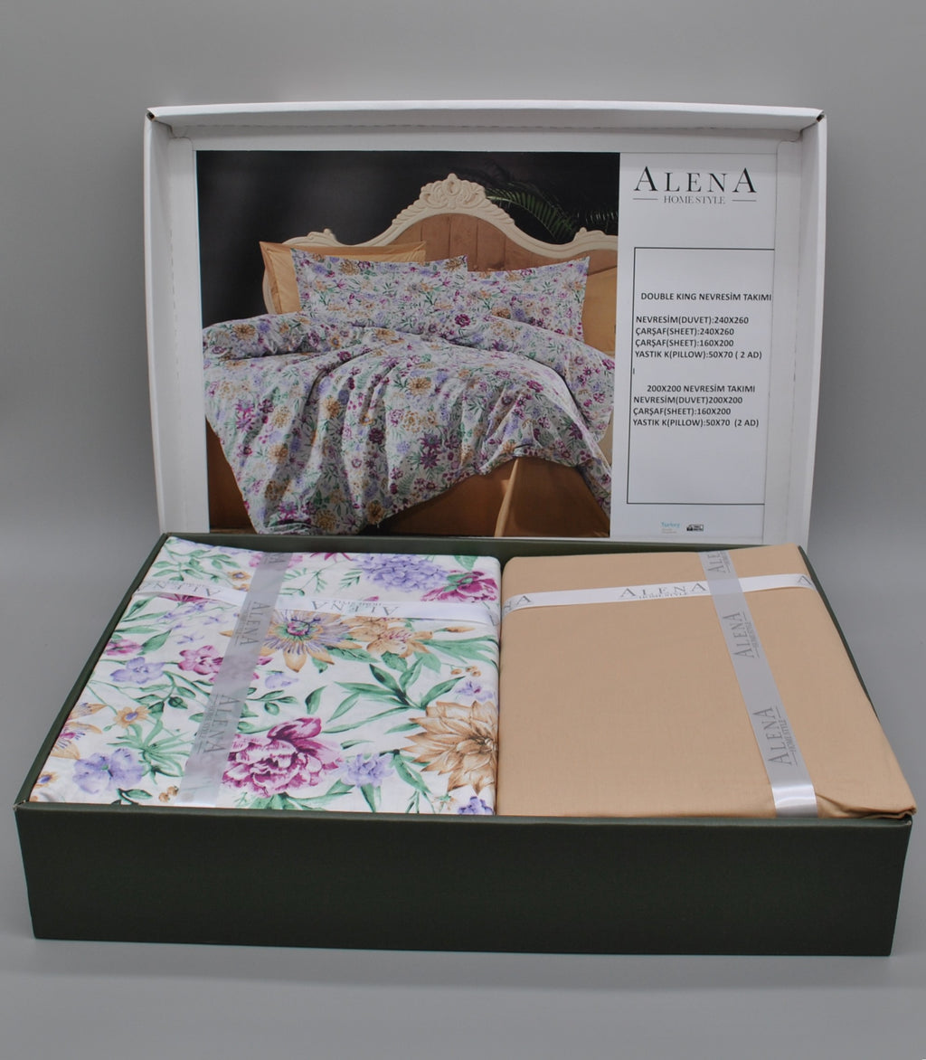 Parure housse de couette 100% coton 60 fils – Literie premium 200×220 cm + drap housse 160×200 +30 cm + 2 taies 50×70 cm – Coffret cadeau élégant avec ruban