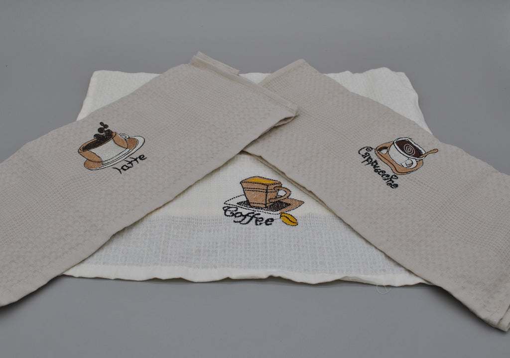 Torchons de Cuisine Brodés 40x60 cm – Lot de 3 – Élégance et Absorption au Quotidien | Maison Royale Collection