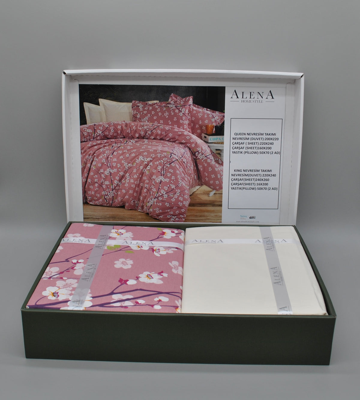 Parure housse de couette King Size 100% coton 60 fils – Literie premium 220×240 cm + drap housse élastique 160×200+30 cm + 2 taies 50×70 cm – coffret cadeau élégant avec ruban