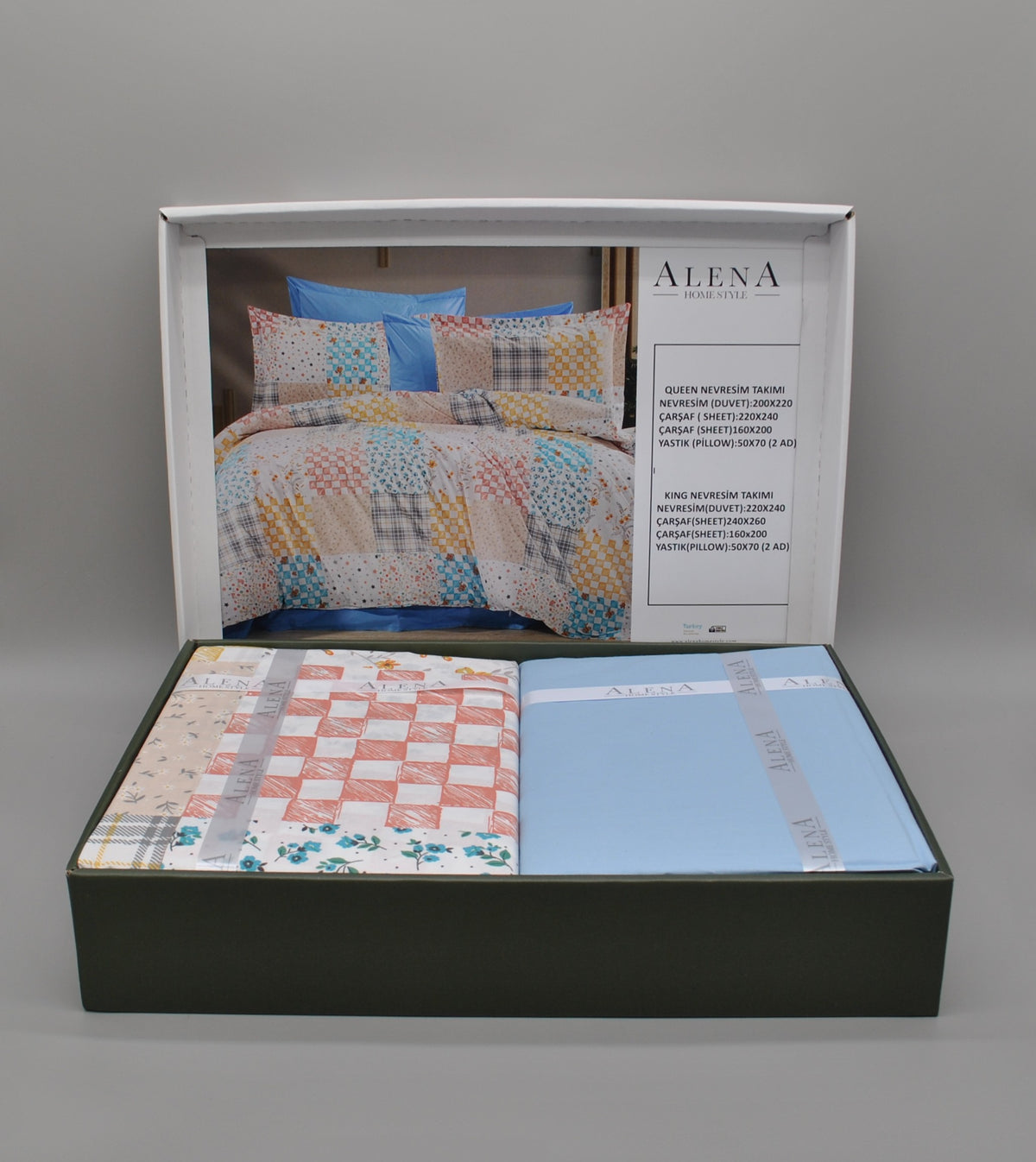 Parure housse de couette King Size 100% coton 60 fils – Literie élégante 220×240 cm + drap housse élastique 160×200+30 cm + 2 taies 50×70 cm – coffret cadeau premium avec ruban