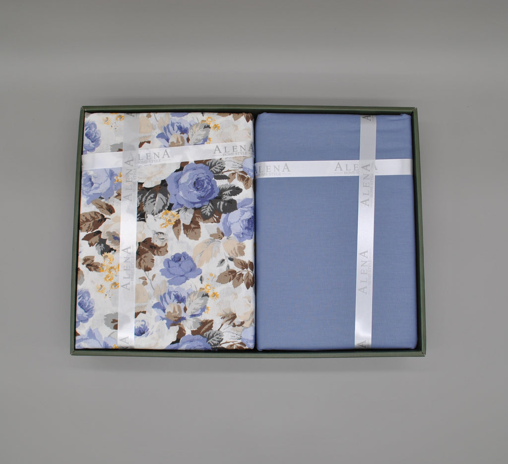 Parure housse de couette 100% coton 60 fils – Literie premium 200×220 cm + drap plat 220×240 cm + 2 taies 50×70 cm – Coffret cadeau élégant avec ruban