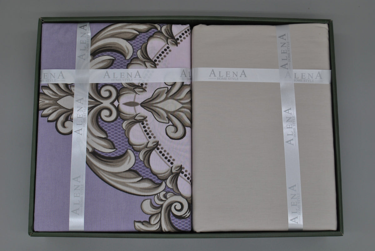 Parure housse de couette 100% coton 60 fils – Literie premium 200×220 cm + drap plat 220×240 cm + 2 taies 50×70 cm – Coffret cadeau élégant avec ruban