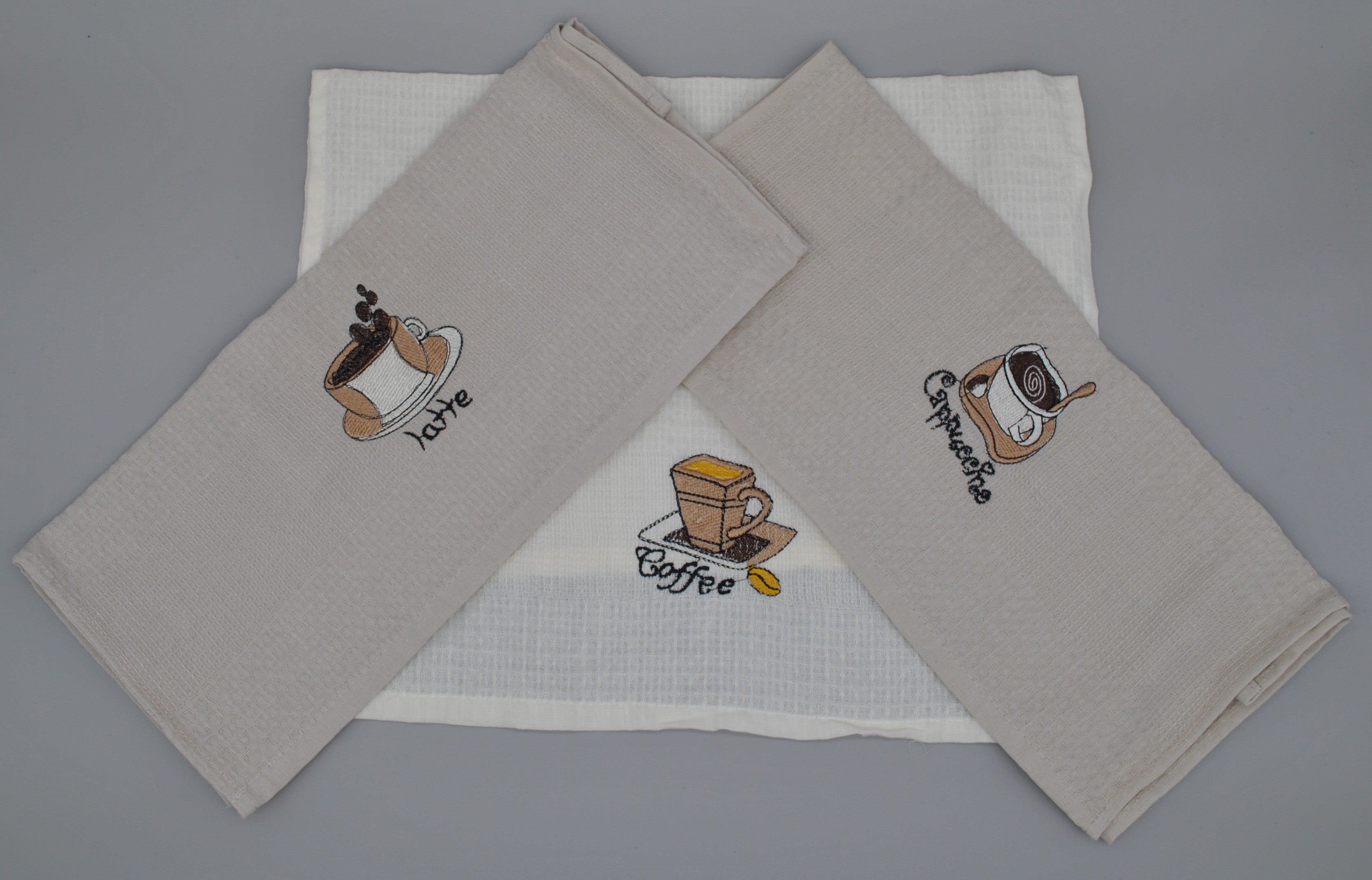 Torchons de Cuisine Brodés 40x60 cm – Lot de 3 – Élégance et Absorption au Quotidien | Maison Royale Collection