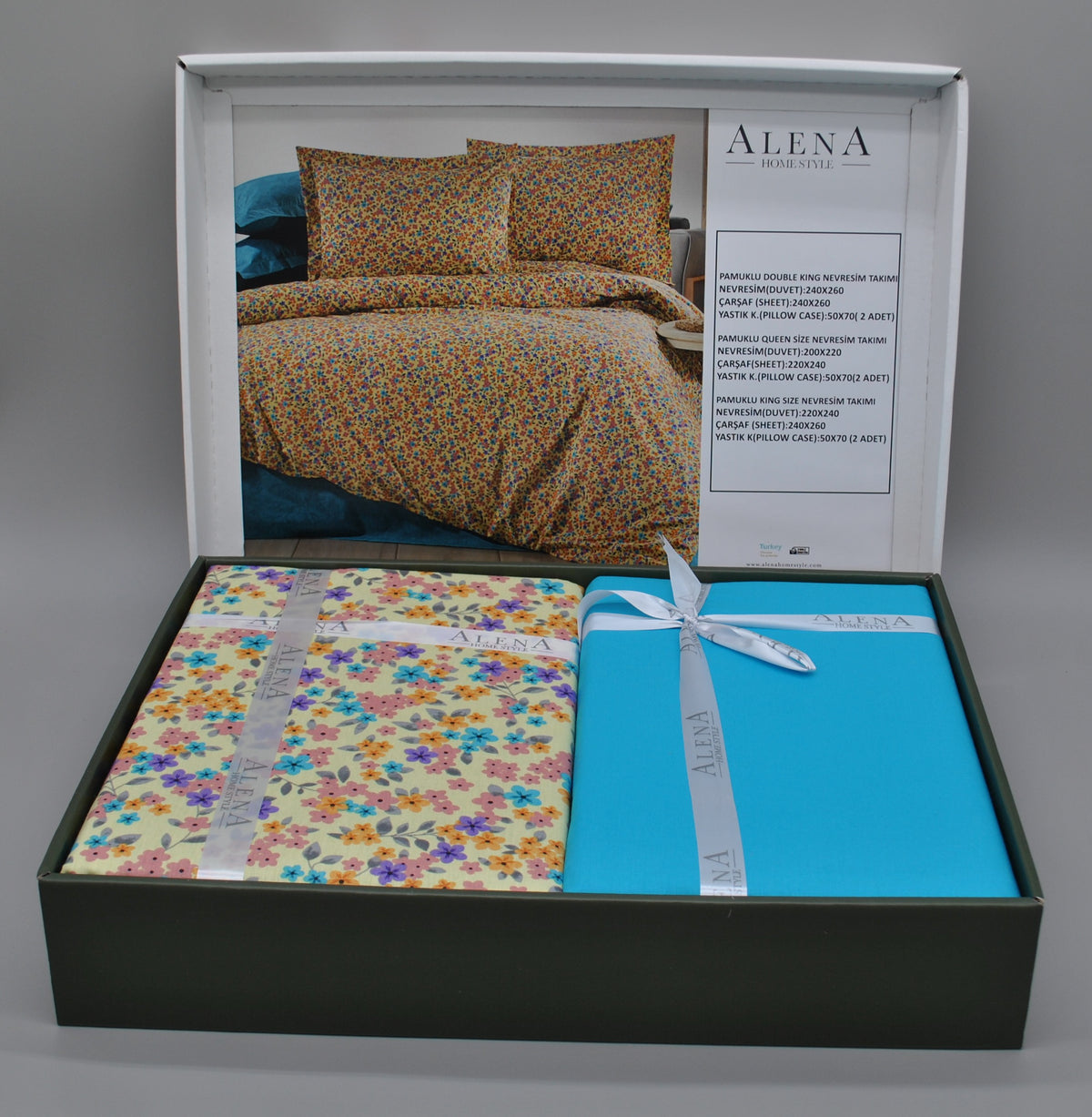 Parure housse de couette King Size 100% coton 60 fils – Literie premium 220×240 cm + drap plat 240×260 cm + 2 taies 50×70 cm – coffret cadeau élégant avec ruban