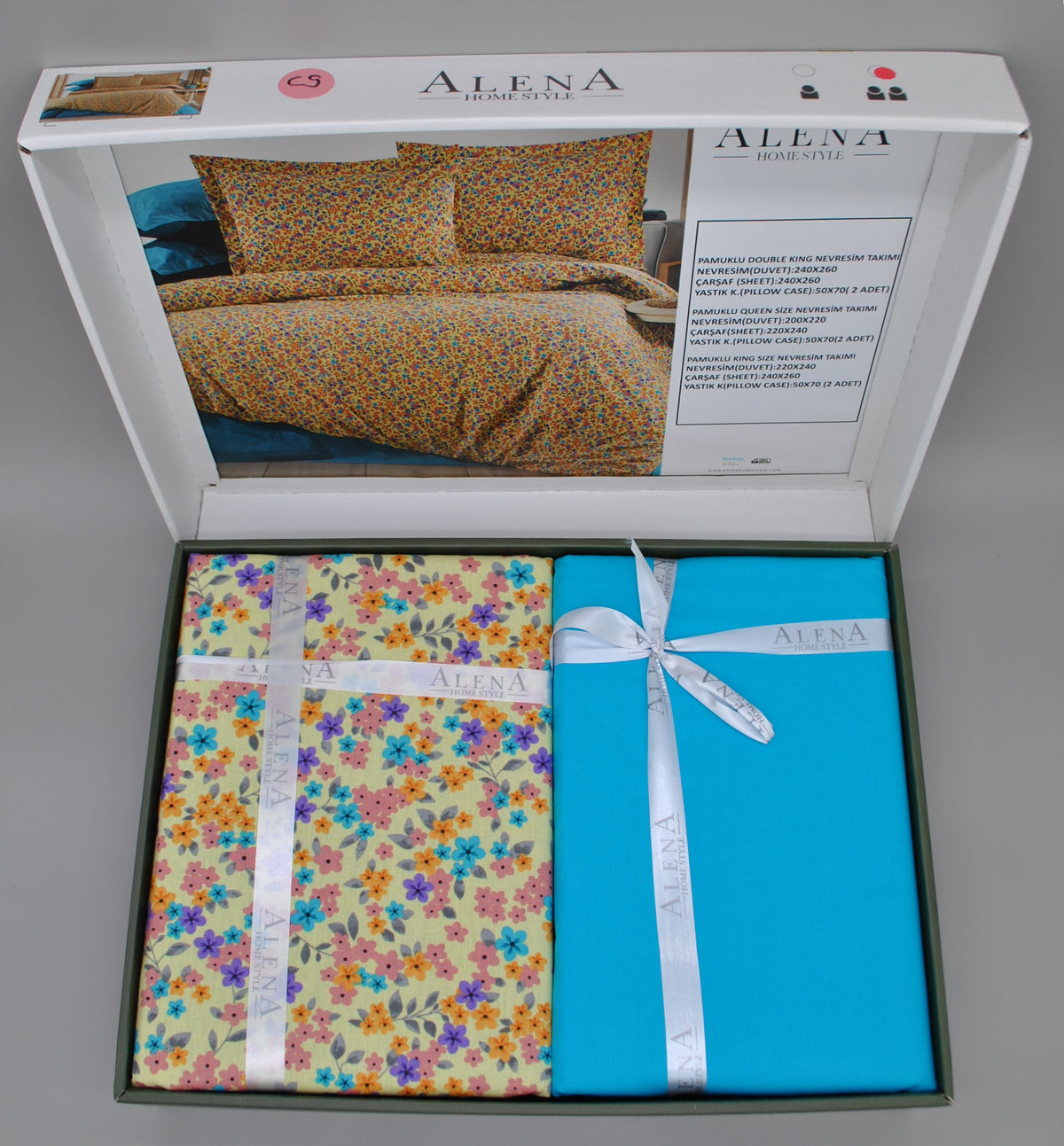 Set copripiumino King Size 100% cotone 60 fili – Biancheria premium 220×240 cm + lenzuolo 240×260 cm + 2 federe 50×70 cm – elegante scatola regalo con nastro