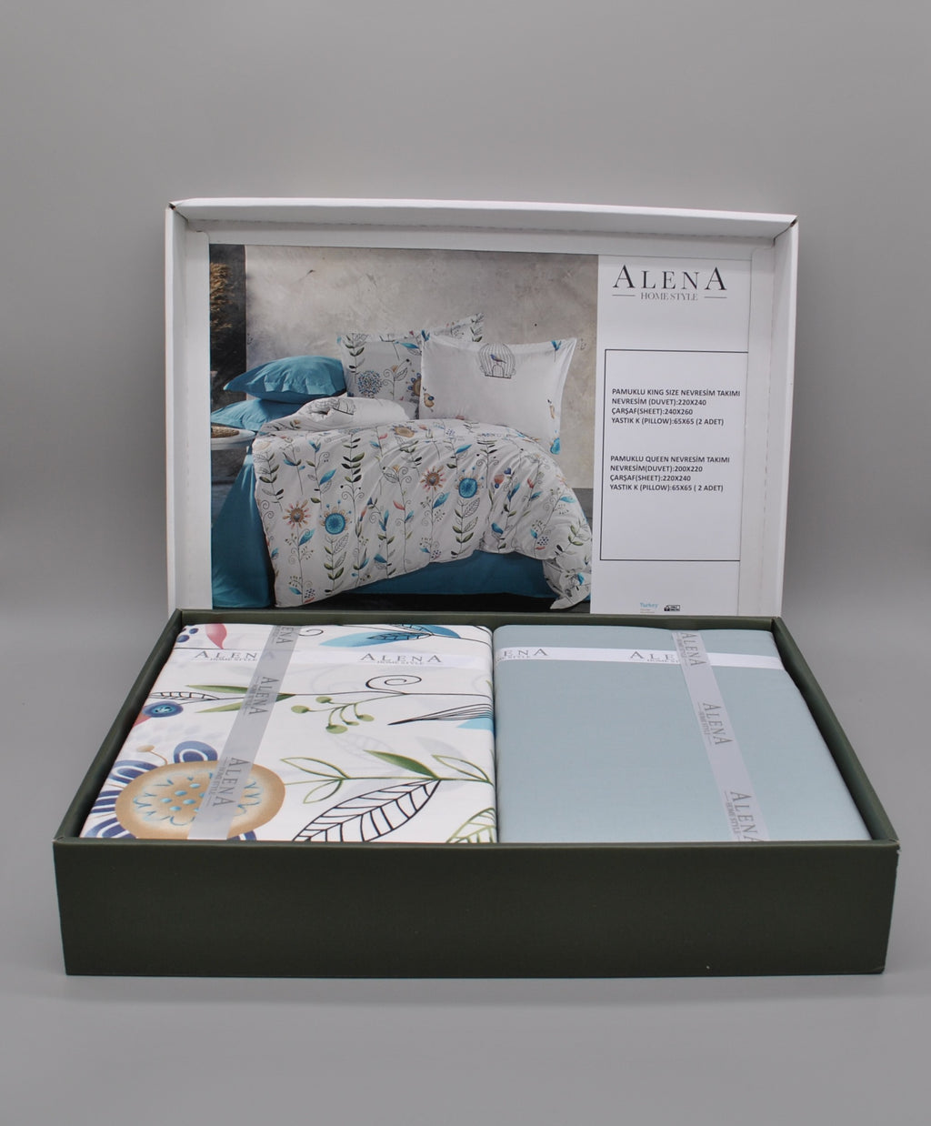 Parure housse de couette King Size 100% coton 60 fils – Literie premium 220×240 cm + drap plat 240×260 cm + 2 taies 65×65 cm – Coffret cadeau élégant avec ruban