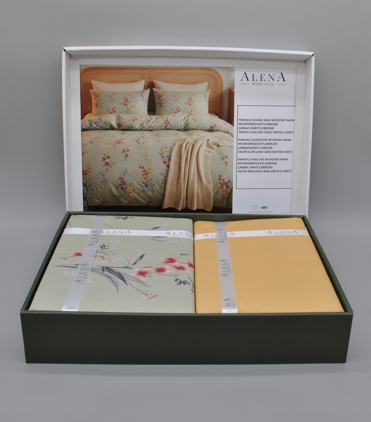 Parure housse de couette 100% coton 60 fils – Literie premium 200×220 cm + drap plat 220×240 cm + 2 taies 50×70 cm – Coffret cadeau élégant avec ruban