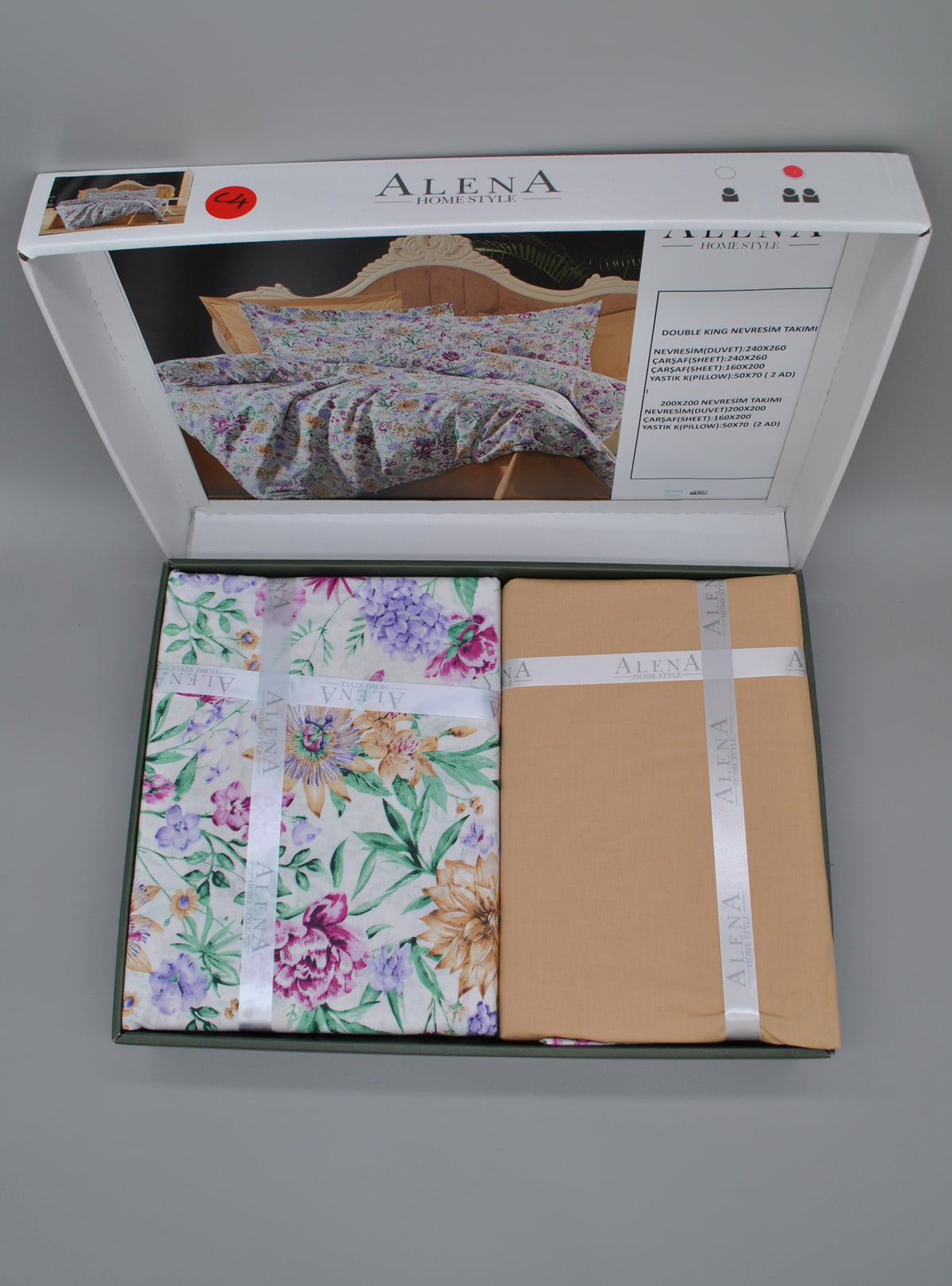Parure housse de couette 100% coton 60 fils – Literie premium 200×220 cm + drap housse 160×200 +30 cm + 2 taies 50×70 cm – Coffret cadeau élégant avec ruban
