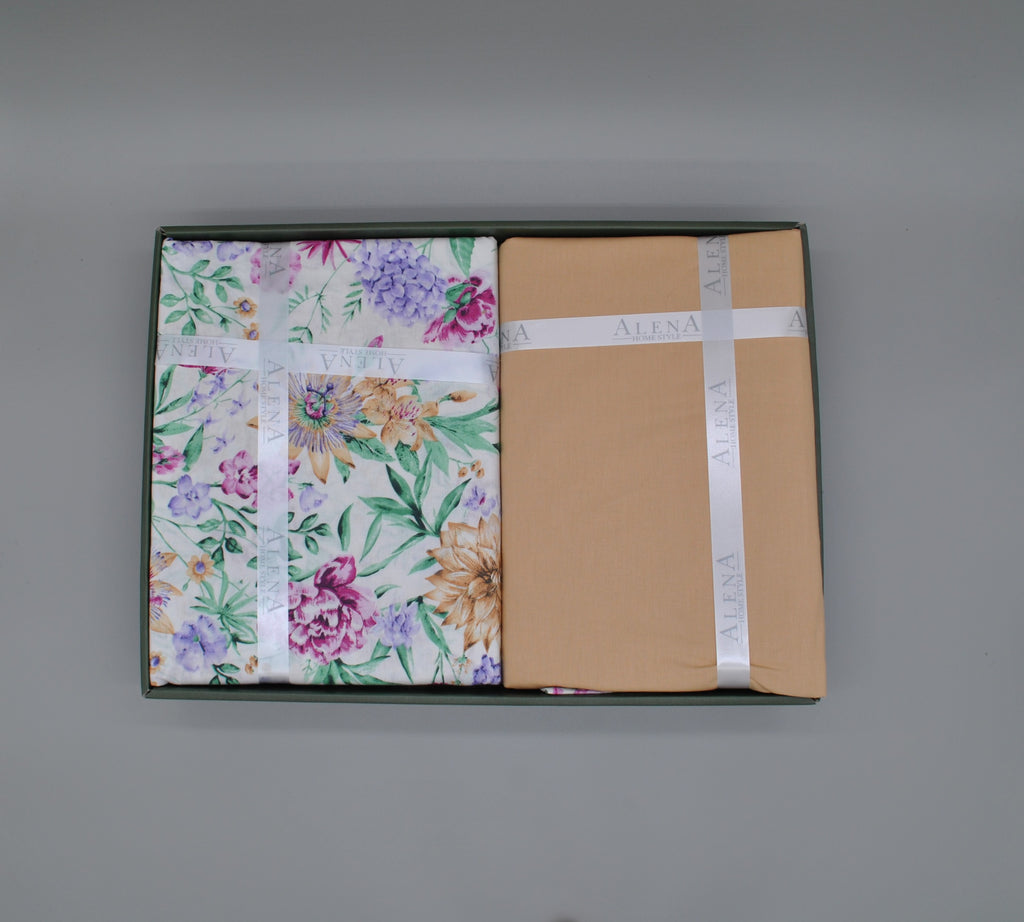 Parure housse de couette 100% coton 60 fils – Literie premium 200×220 cm + drap housse 160×200 +30 cm + 2 taies 50×70 cm – Coffret cadeau élégant avec ruban