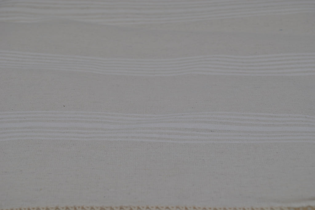 Parure de lit double tissée naturelle 220x240 – Naturel (Crème) – 50% coton & 50% lin – Taies d’oreiller dentelle | Maison Royale Collection