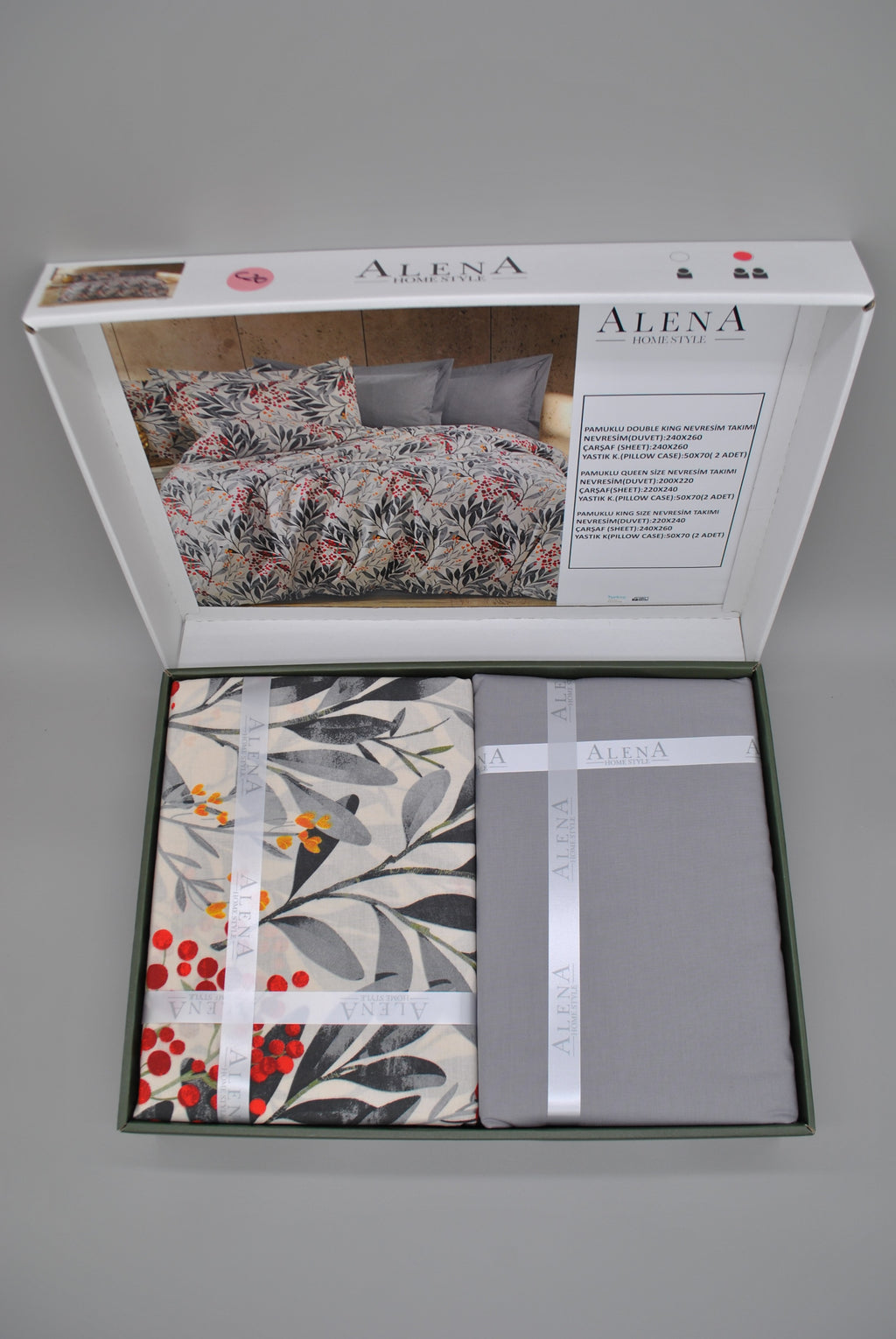 Parure housse de couette 100% coton 60 fils – Literie premium 200×220 cm + drap plat 220×240 cm + 2 taies 50×70 cm – Coffret cadeau élégant avec ruban
