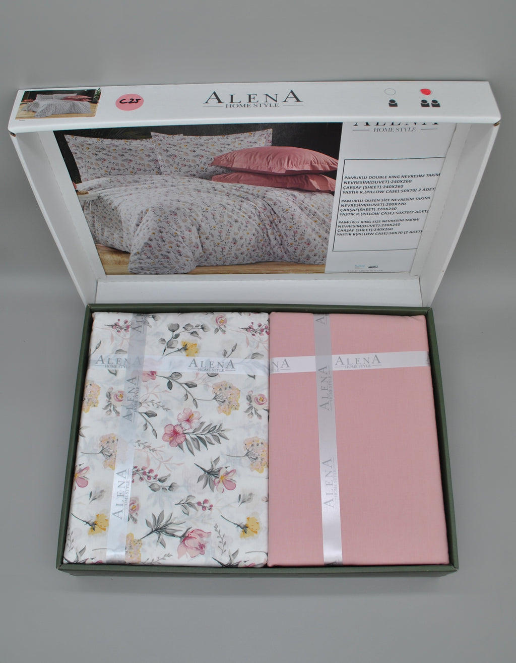 Parure housse de couette King Size 100% coton 60 fils – Literie premium 220×240 cm + drap plat 240×260 cm + 2 taies 50×70 cm – coffret cadeau élégant avec ruban