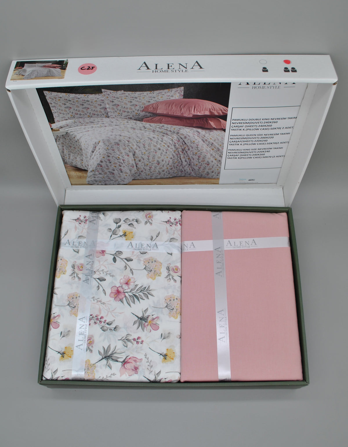 Parure housse de couette King Size 100% coton 60 fils – Literie premium 220×240 cm + drap plat 240×260 cm + 2 taies 50×70 cm – coffret cadeau élégant avec ruban