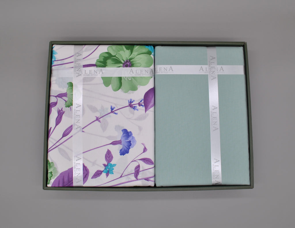 Parure housse de couette Double King Size 100% coton 60 fils – Literie élégante 240×260 cm + drap plat 240×260 cm + 2 taies 50×70 cm – coffret cadeau avec ruban