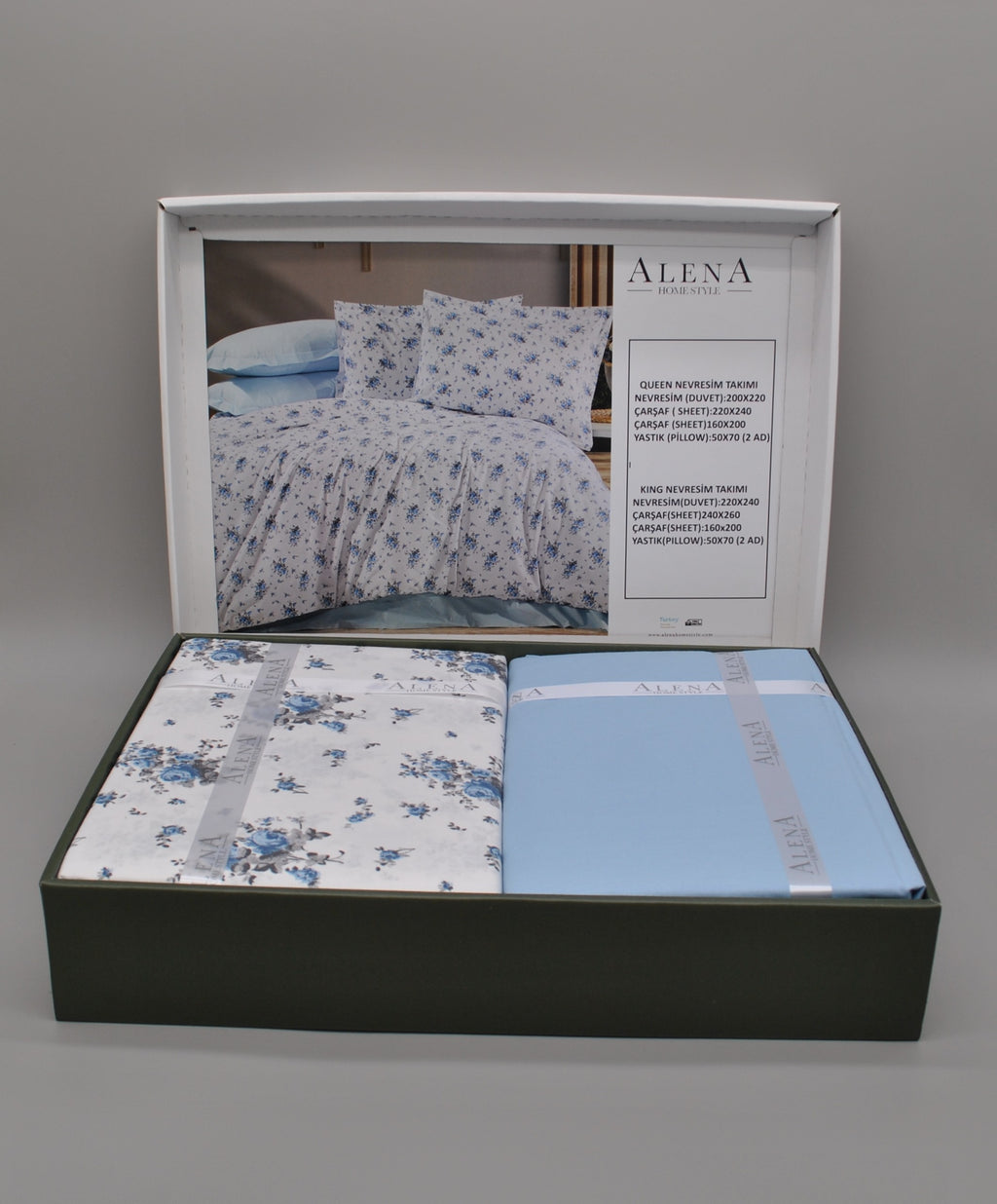 Set copripiumino King Size 100% cotone 60 fili – Copripiumino 220×240 cm + lenzuolo con angoli elastico 160×200+30 cm + 2 federe 50×70 cm – scatola regalo elegante