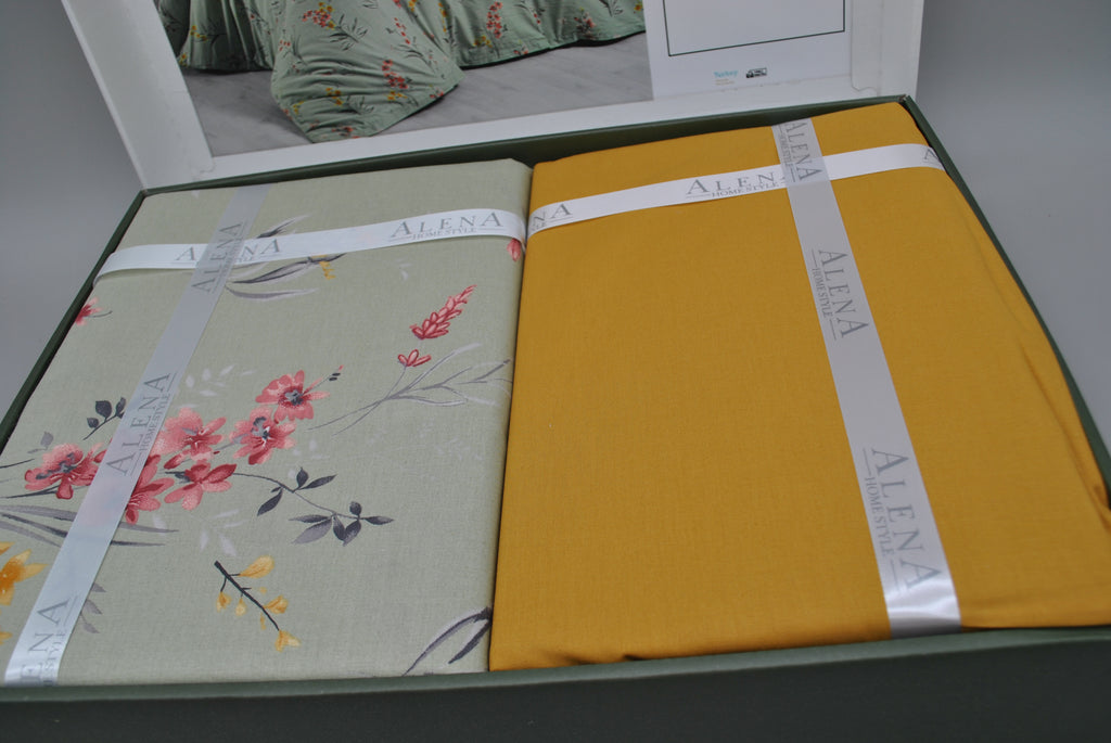 100% Cotton 60 TC Duvet Cover Set – Duvet Cover 200x200 cm + Fitted Sheet 160x200+30 cm + 2 Pillowcases 50x70 cm – Elegant Gift Box