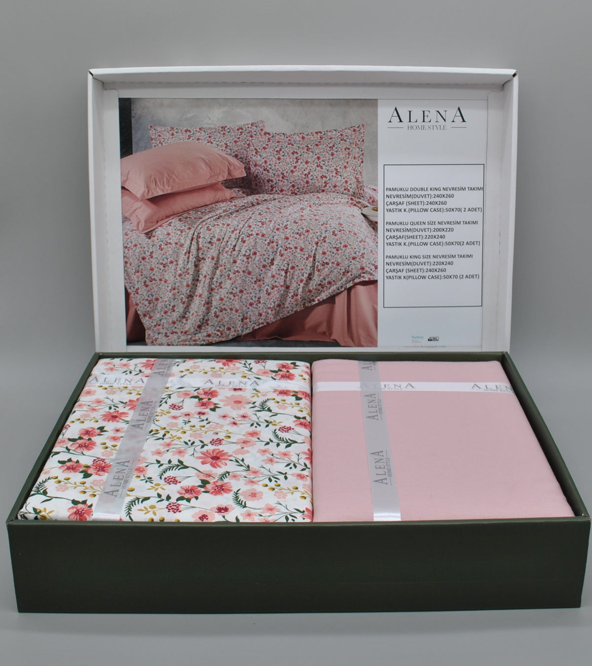 Parure housse de couette 100% coton 60 fils – Literie premium 200×220 cm + drap plat 220×240 cm + 2 taies 50×70 cm – Coffret cadeau élégant avec ruban