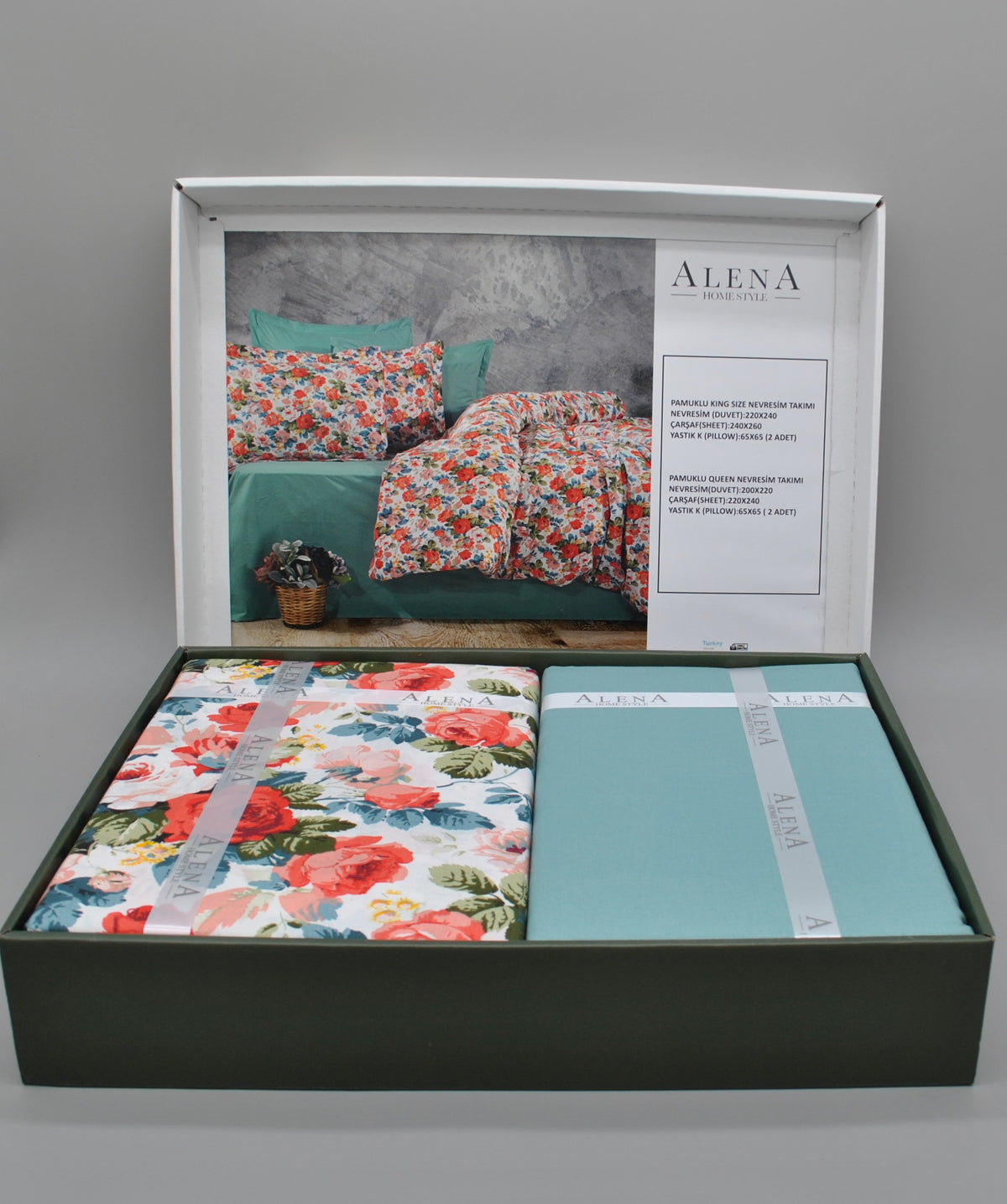 Parure housse de couette King Size 100% coton 60 fils – Literie premium 220×240 cm + drap plat 240×260 cm + 2 taies 65×65 cm – Coffret cadeau élégant avec ruban