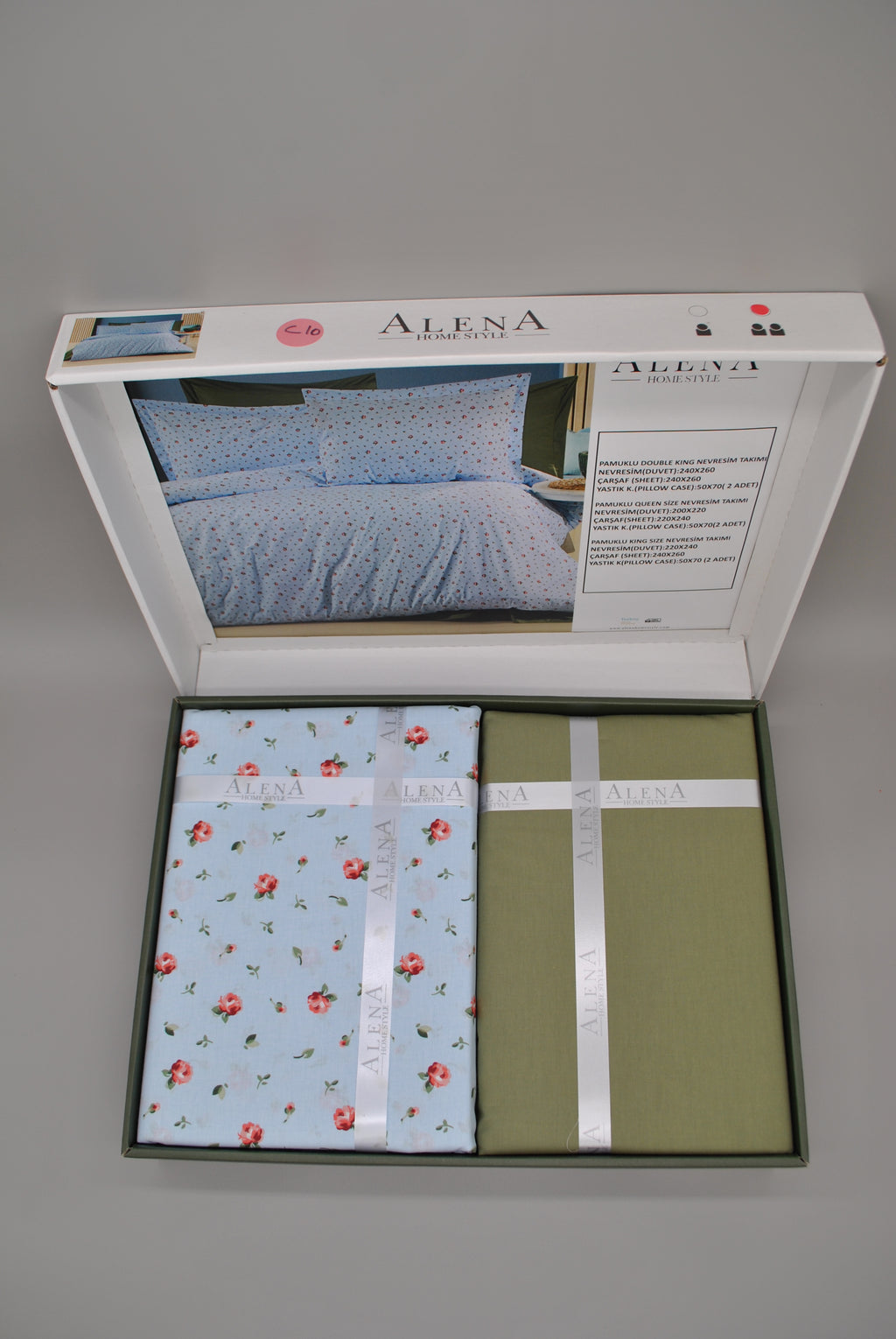 Set copripiumino King Size 100% cotone 60 fili – Set biancheria 220×240 cm + lenzuolo 240×260 cm + 2 federe 50×70 cm – scatola regalo premium con nastro