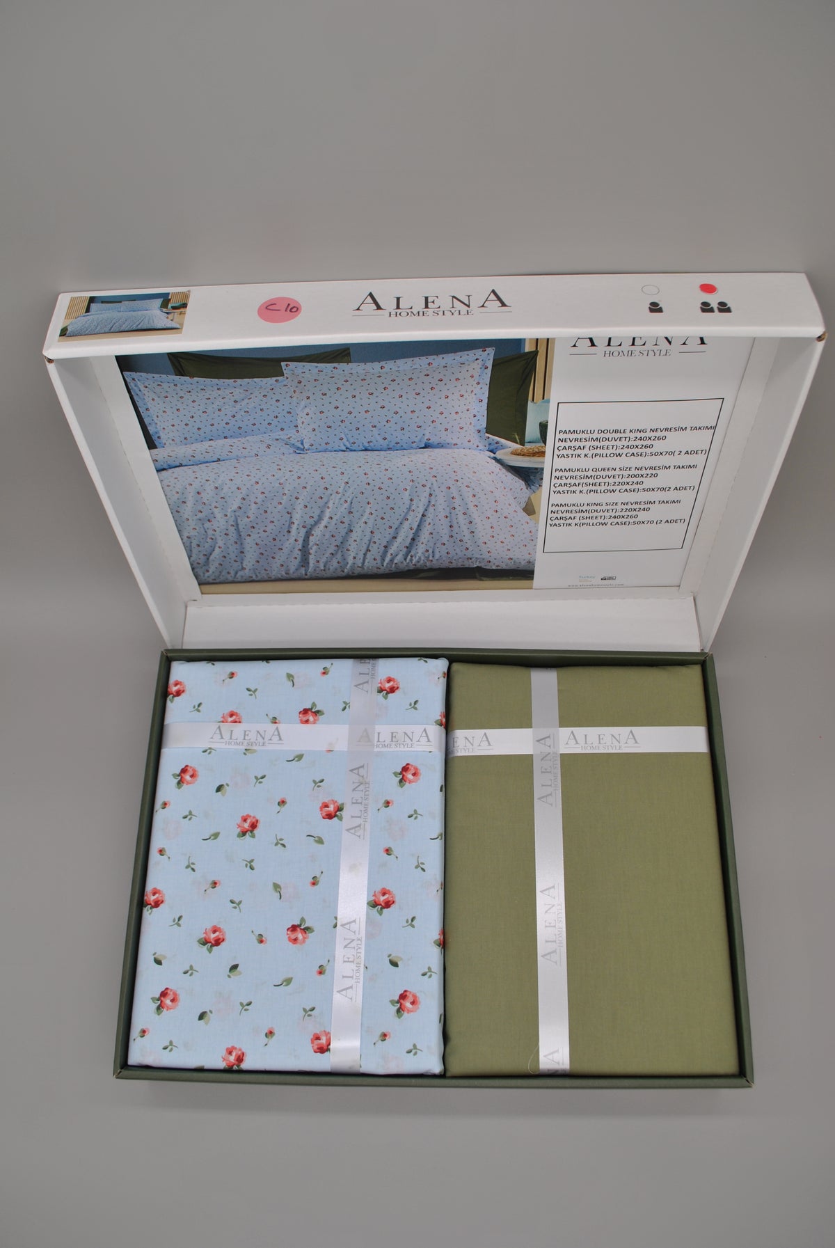 Set copripiumino King Size 100% cotone 60 fili – Set biancheria 220×240 cm + lenzuolo 240×260 cm + 2 federe 50×70 cm – scatola regalo premium con nastro