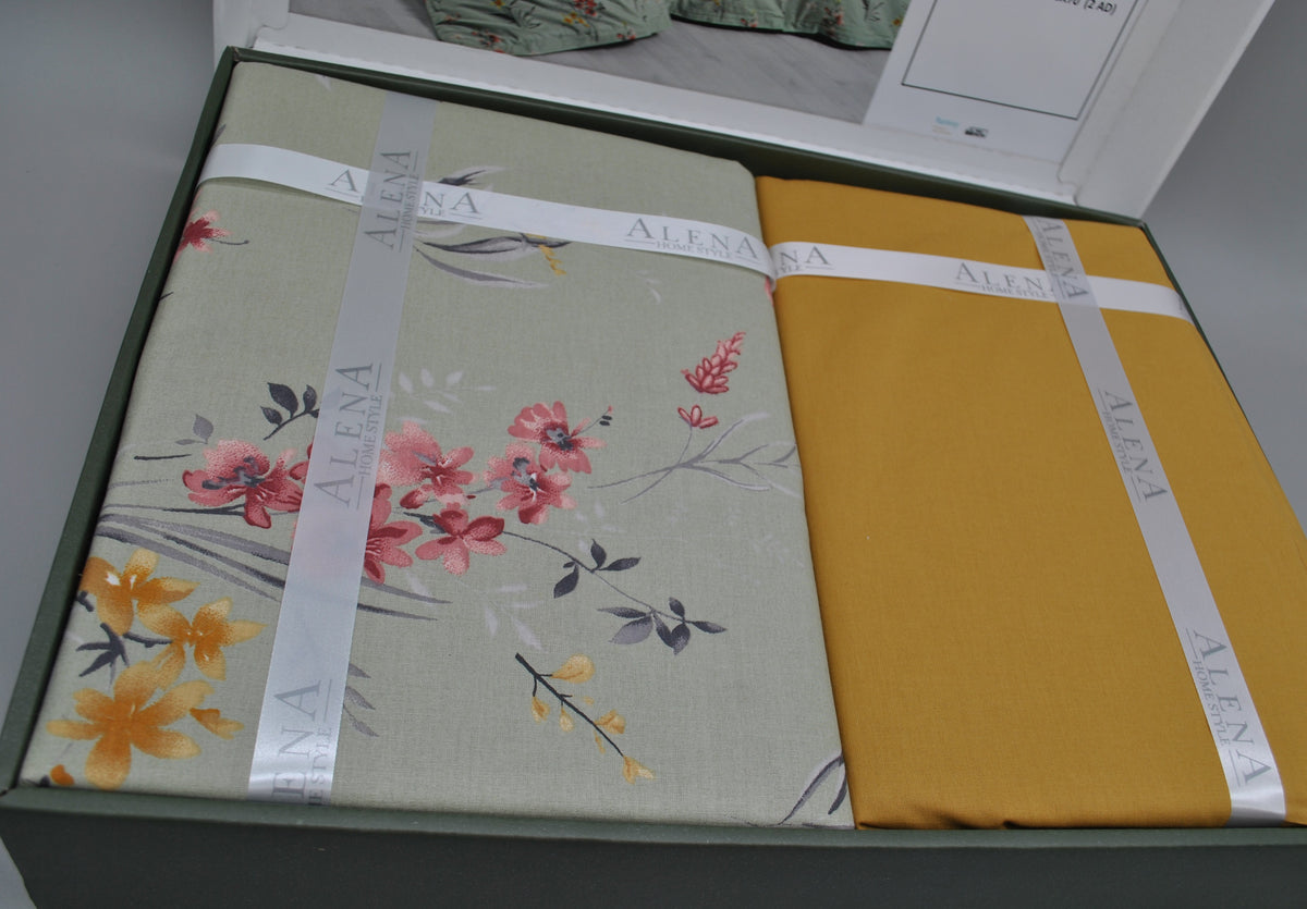 100% Cotton 60 TC Duvet Cover Set – Duvet Cover 200x200 cm + Fitted Sheet 160x200+30 cm + 2 Pillowcases 50x70 cm – Elegant Gift Box