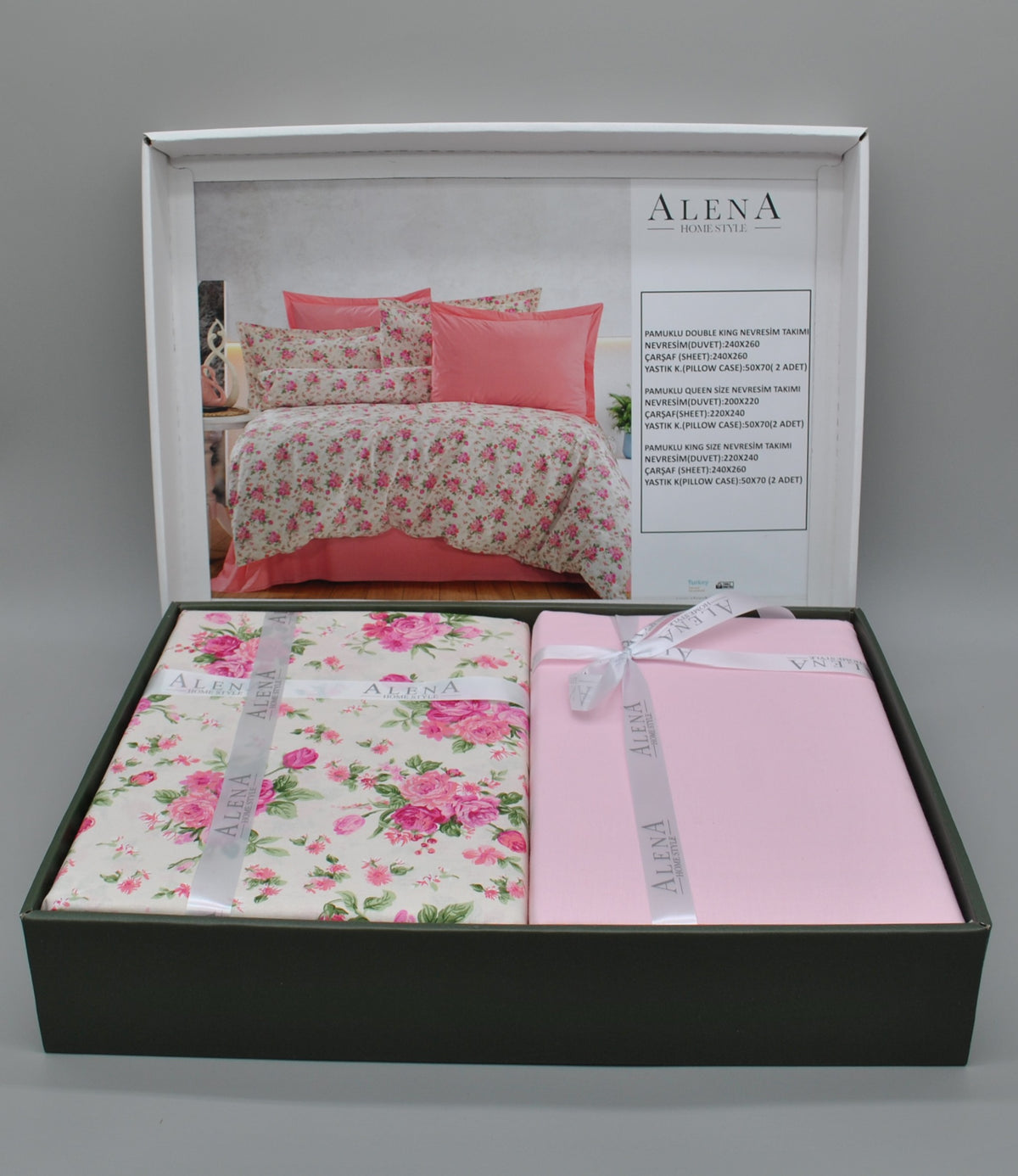 Parure housse de couette King Size 100% coton 60 fils – Literie confortable 220×240 cm + drap plat 240×260 cm + 2 taies 50×70 cm – coffret cadeau premium avec ruban