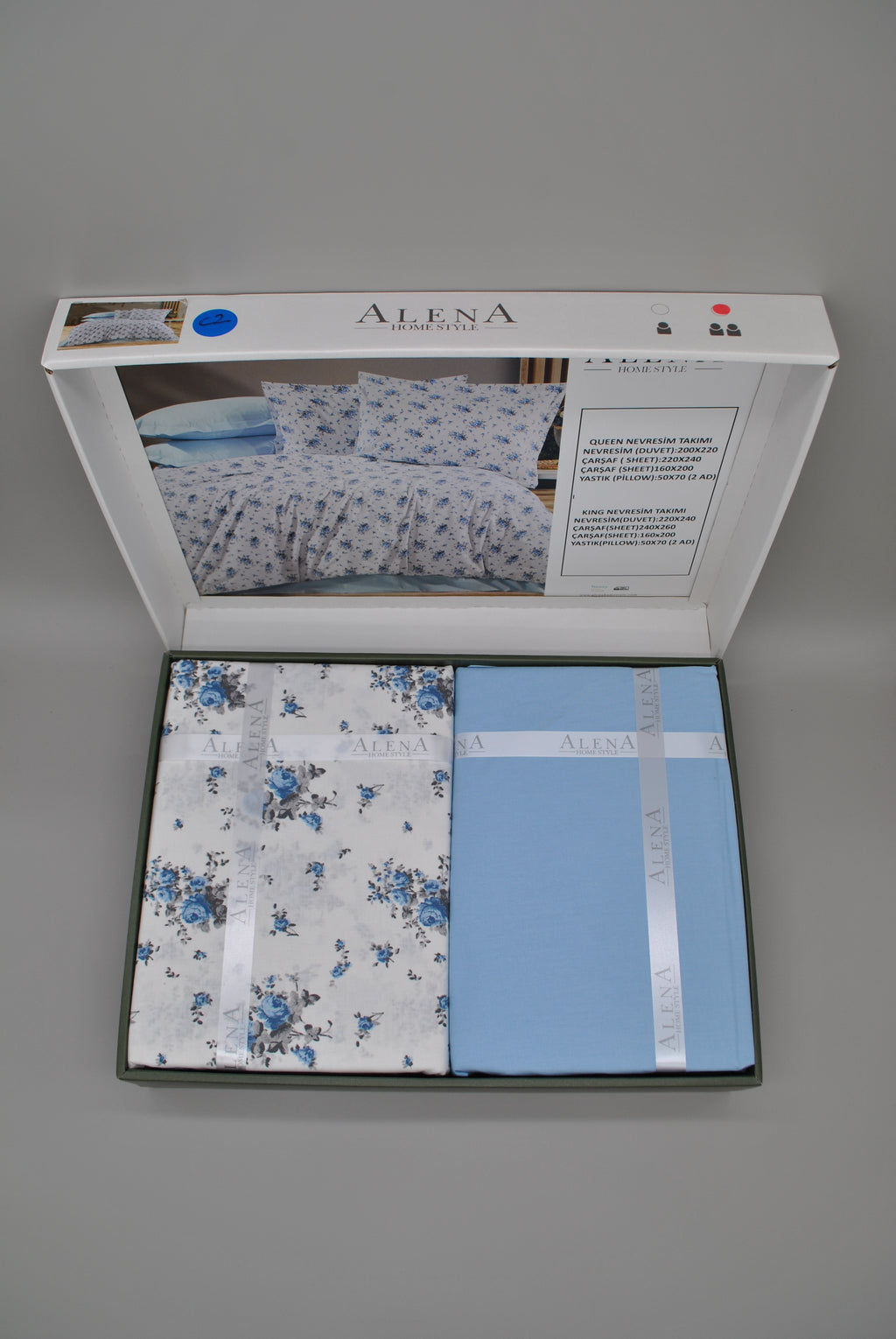 Set copripiumino King Size 100% cotone 60 fili – Copripiumino 220×240 cm + lenzuolo con angoli elastico 160×200+30 cm + 2 federe 50×70 cm – scatola regalo elegante