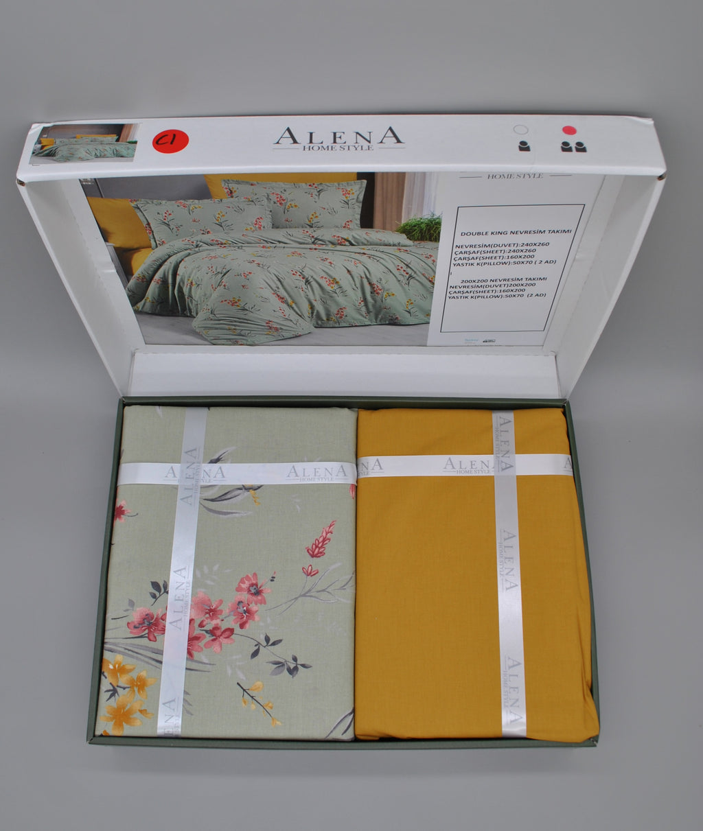 100% Cotton 60 TC Duvet Cover Set – Duvet Cover 200x200 cm + Fitted Sheet 160x200+30 cm + 2 Pillowcases 50x70 cm – Elegant Gift Box