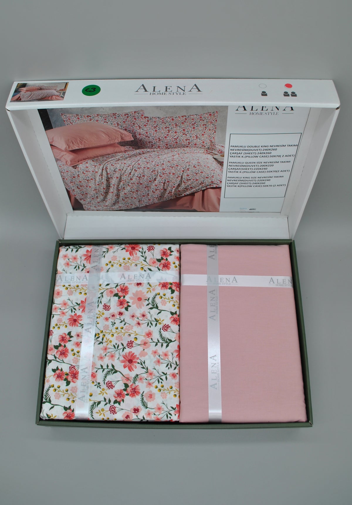 Set copripiumino 100% cotone 60 fili – Biancheria da letto premium 200×220 cm + lenzuolo piano 220×240 cm + 2 federe 50×70 cm – Cofanetto regalo elegante con nastro