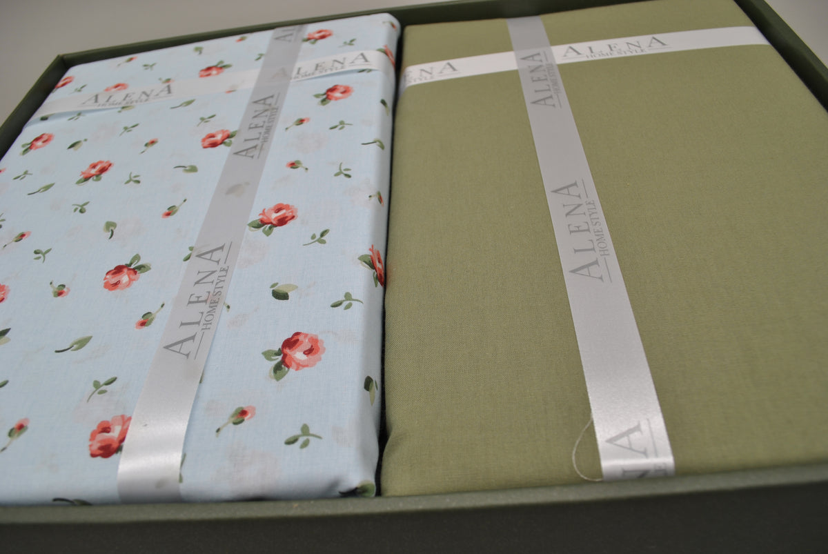 Set copripiumino King Size 100% cotone 60 fili – Set biancheria 220×240 cm + lenzuolo 240×260 cm + 2 federe 50×70 cm – scatola regalo premium con nastro