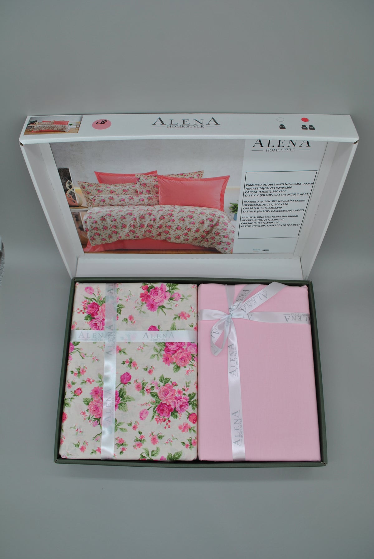 Parure housse de couette King Size 100% coton 60 fils – Literie confortable 220×240 cm + drap plat 240×260 cm + 2 taies 50×70 cm – coffret cadeau premium avec ruban