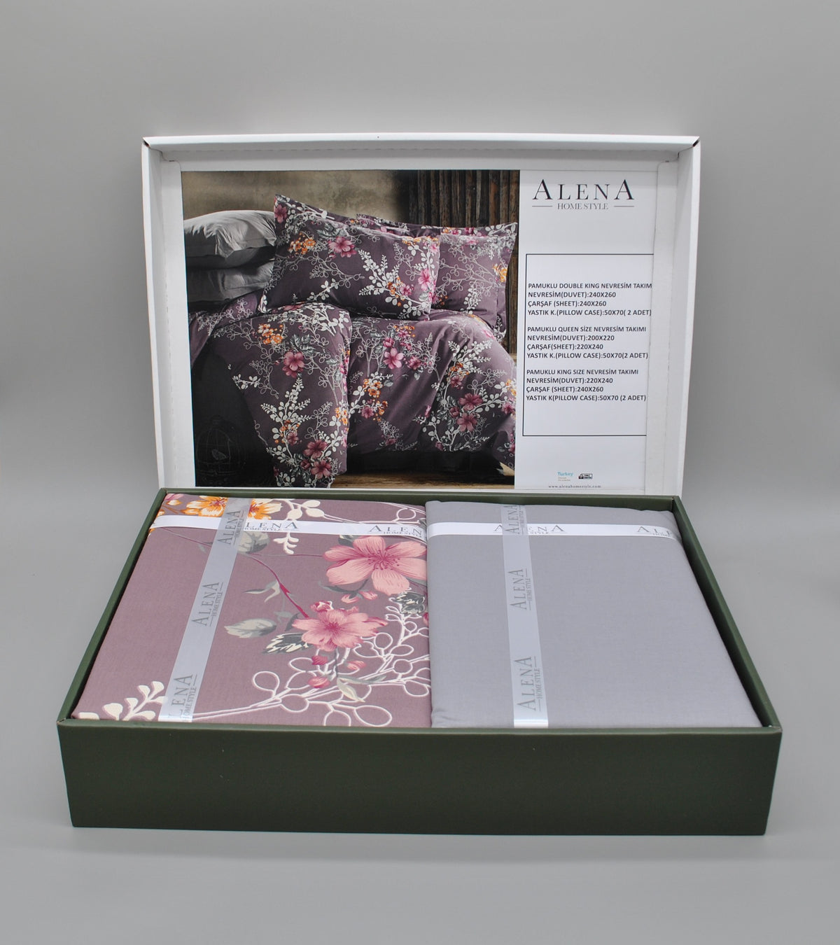 Parure housse de couette King Size 100% coton 60 fils – Literie confortable 220×240 cm + drap plat 240×260 cm + 2 taies 50×70 cm – coffret cadeau élégant avec ruban