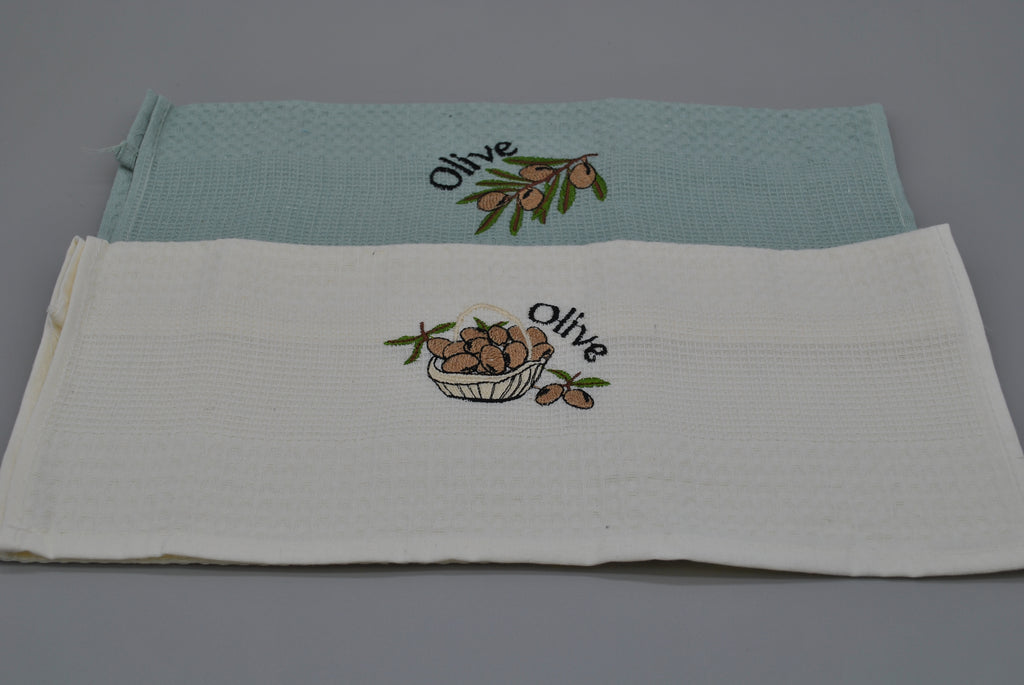 Torchons de Cuisine Brodés 40x60 cm – Lot de 2 – Élégance et Absorption au Quotidien | Maison Royale Collection