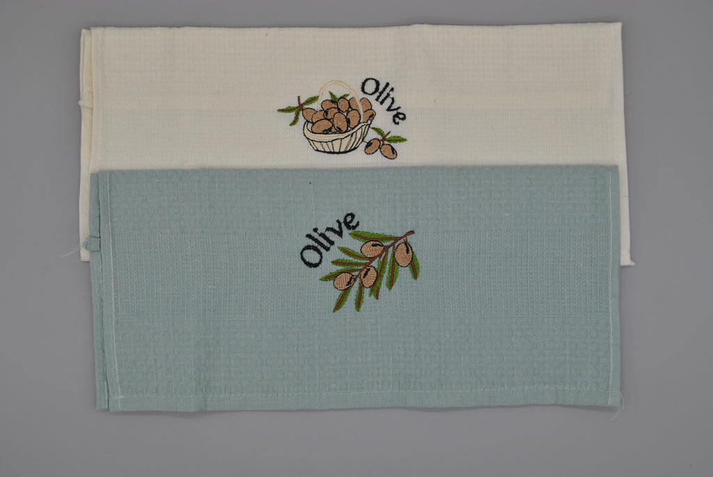Torchons de Cuisine Brodés 40x60 cm – Lot de 2 – Élégance et Absorption au Quotidien | Maison Royale Collection