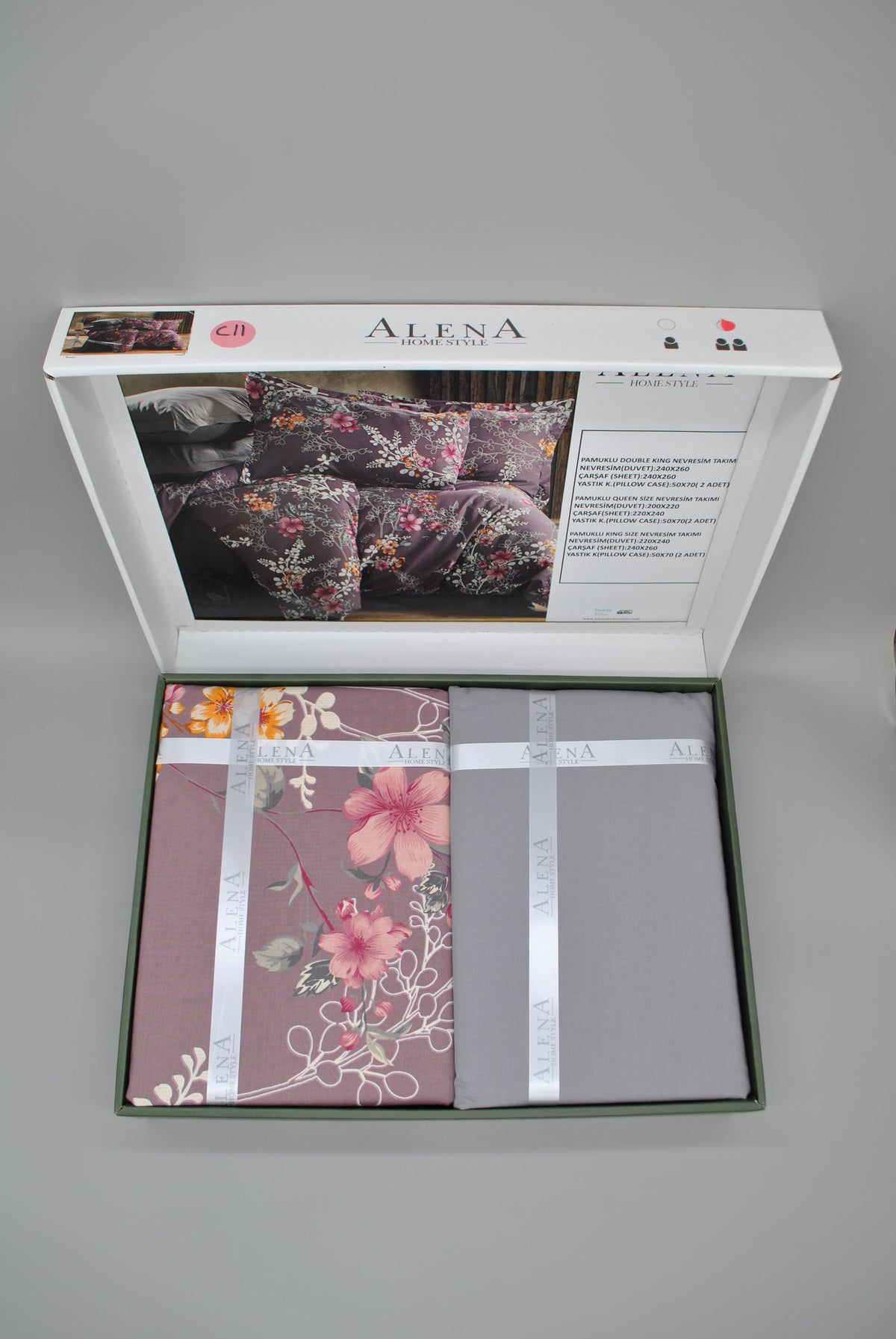 Parure housse de couette King Size 100% coton 60 fils – Literie confortable 220×240 cm + drap plat 240×260 cm + 2 taies 50×70 cm – coffret cadeau élégant avec ruban