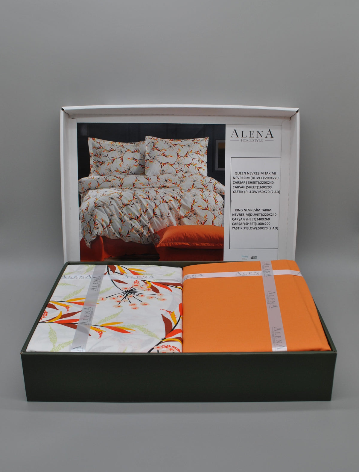 Parure housse de couette King Size 100% coton 60 fils – Literie élégante 220×240 cm + drap housse élastique 160×200+30 cm + 2 taies 50×70 cm – coffret cadeau premium avec ruban