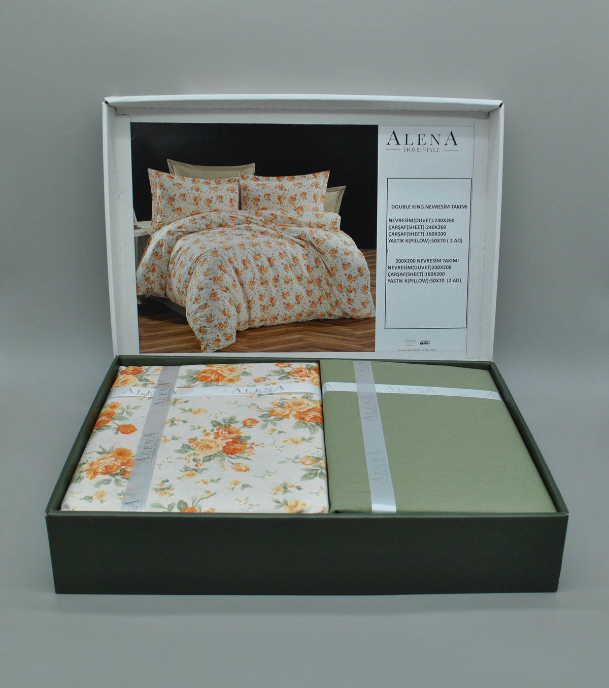 Parure housse de couette 100% coton 60 fils – Literie complète 200×200 cm + drap housse 160×200+30 cm + 2 taies 50×70 cm – coffret cadeau avec ruban