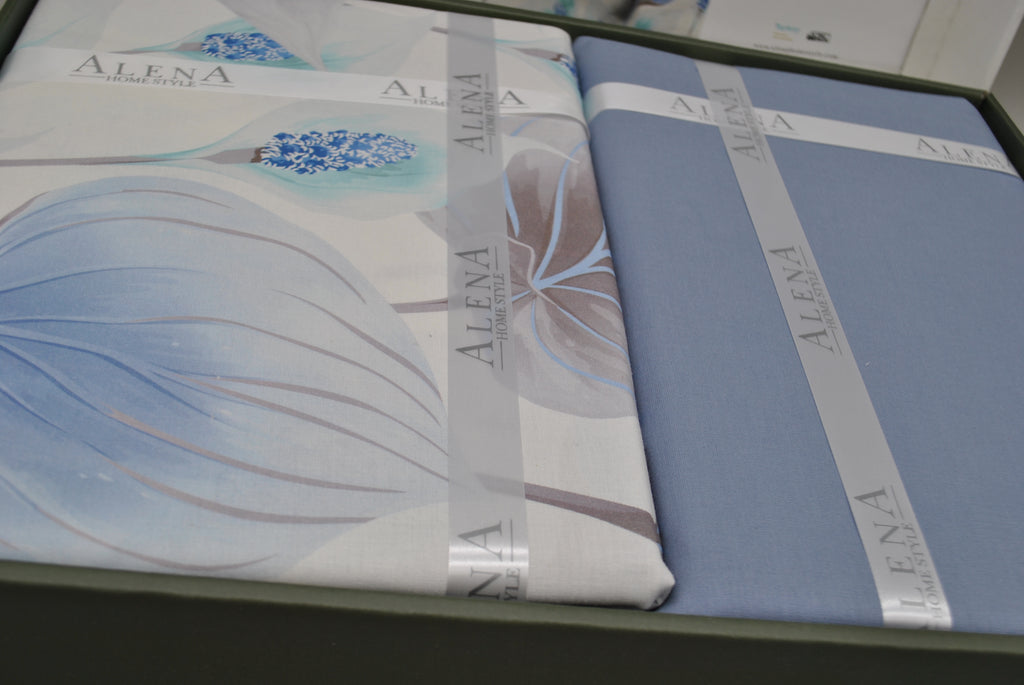 Parure housse de couette King Size 100% coton 60 fils – Literie élégante 220×240 cm + drap plat 240×260 cm + 2 taies 50×70 cm – coffret cadeau avec ruban